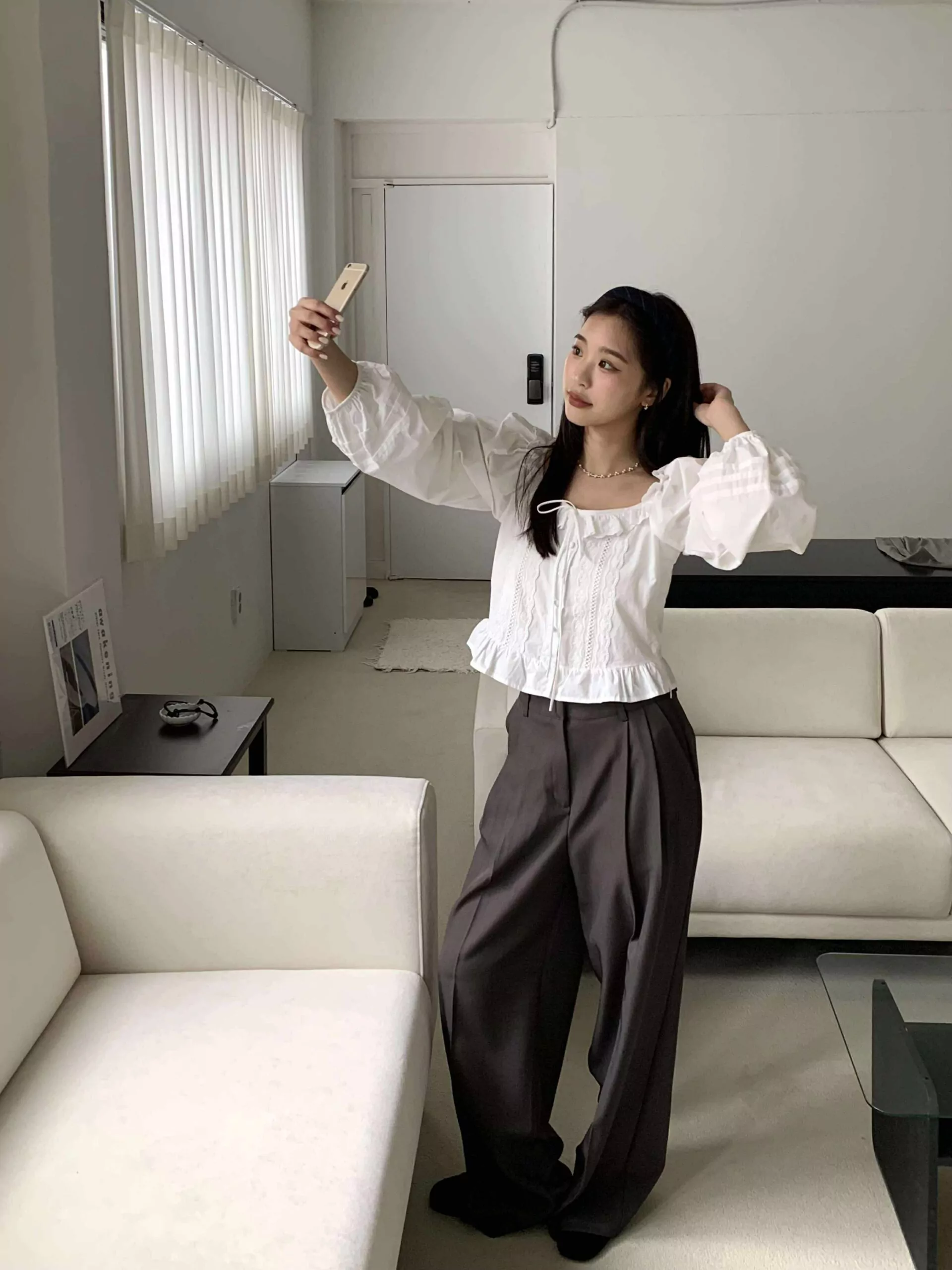 時髦俐落打褶西褲 (深灰)