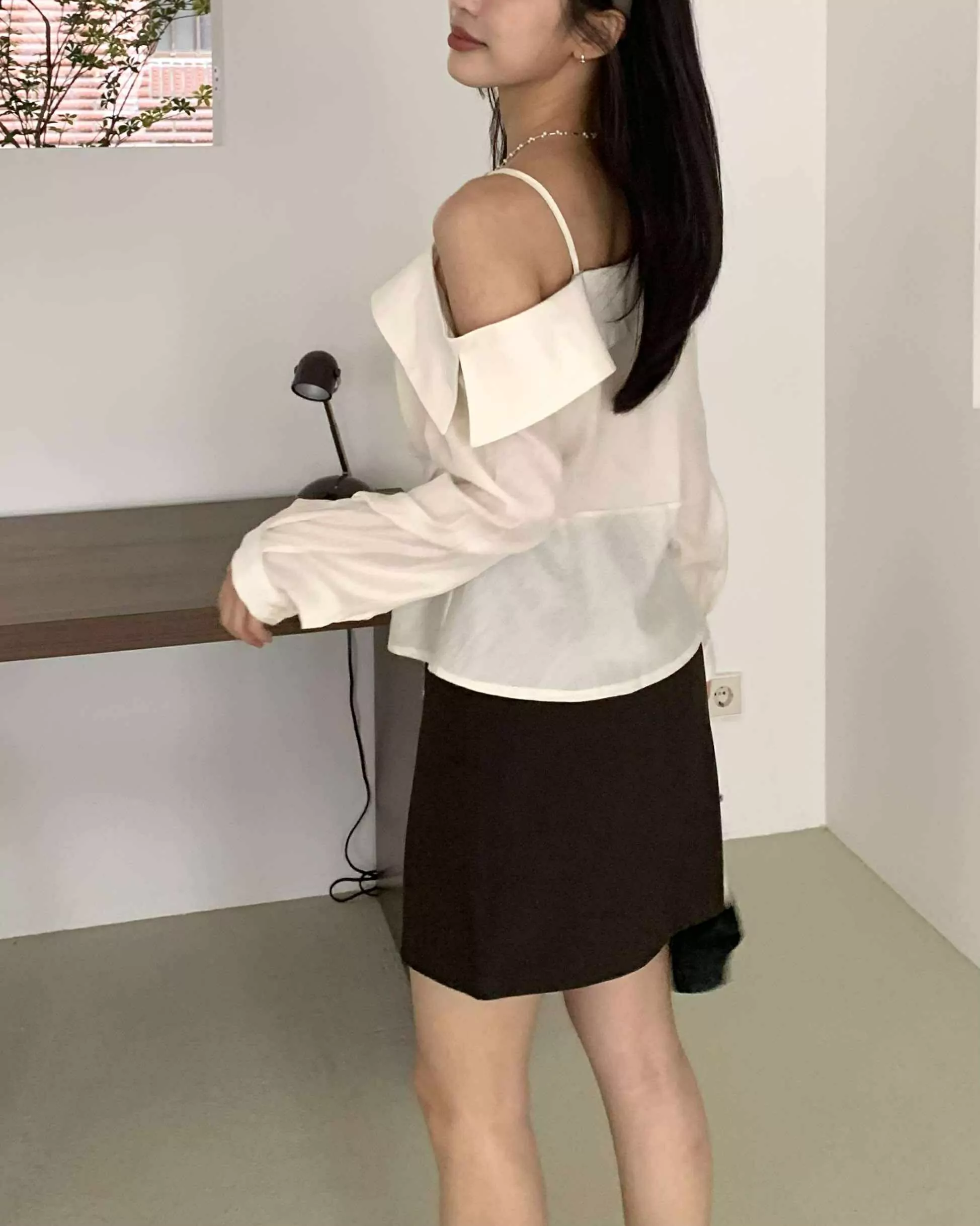 倫敦質感西短裙 (咖)