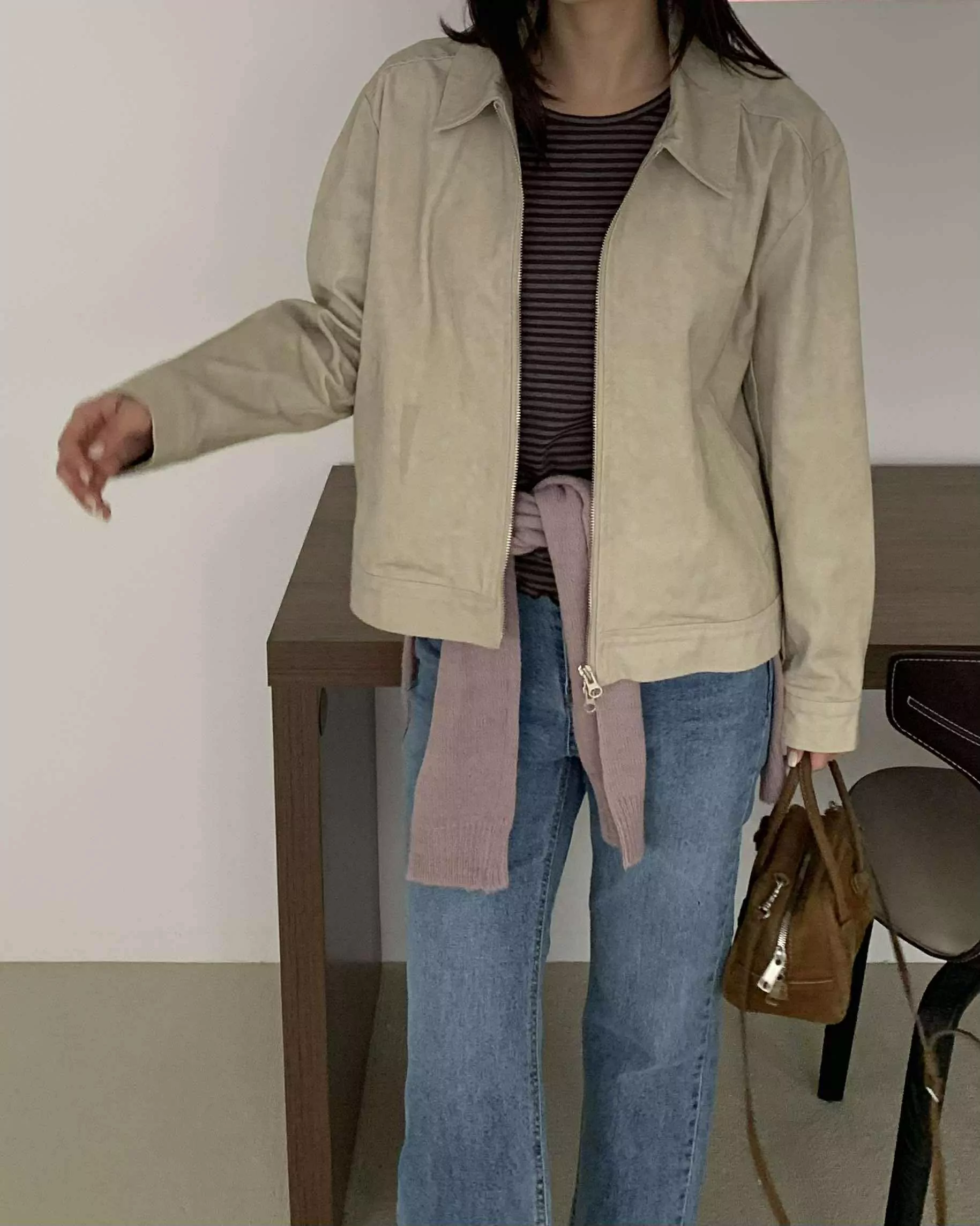 完美版行拉鍊夾克外套 (杏)