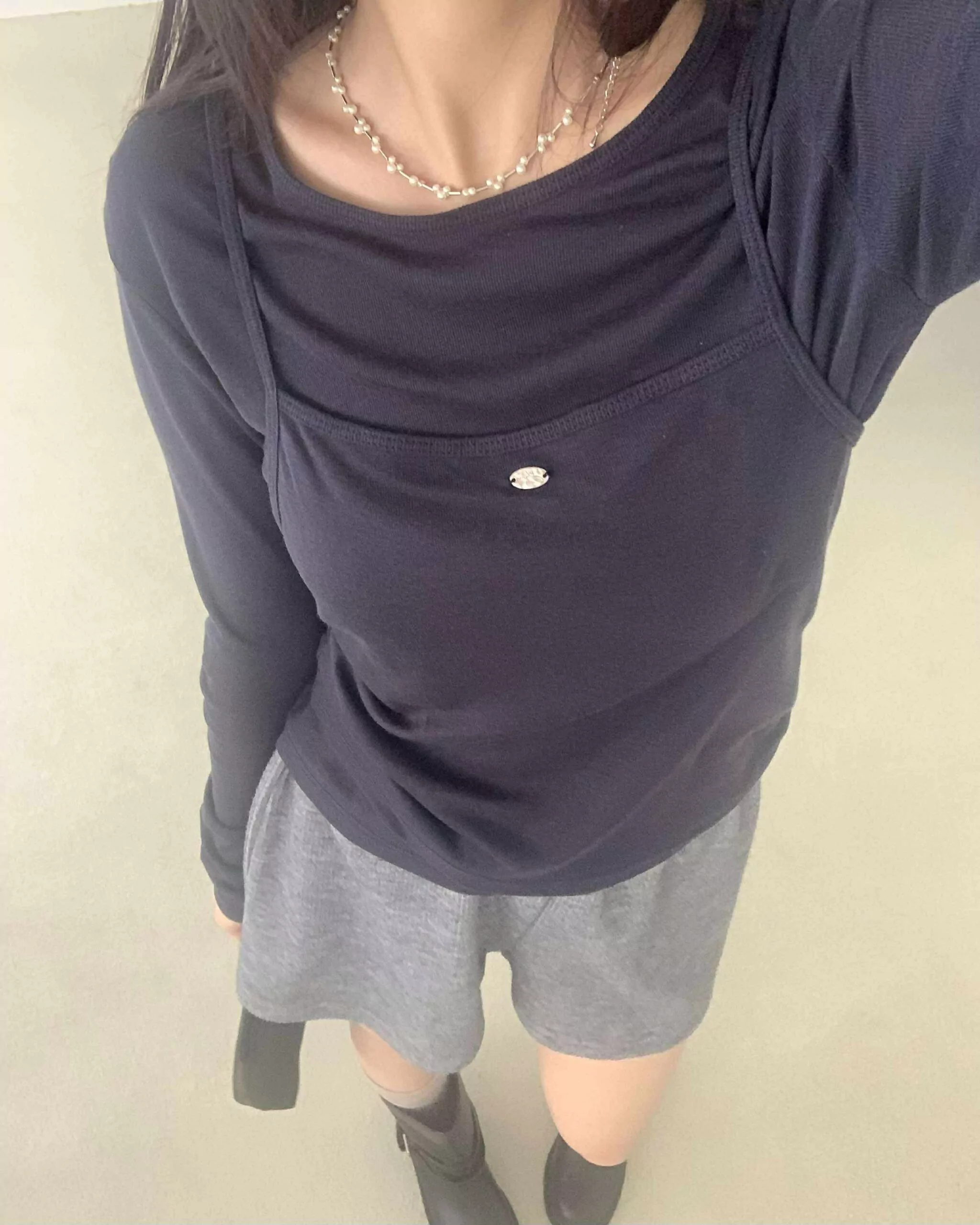 漢南洞小銀標質感背心set (深藍)