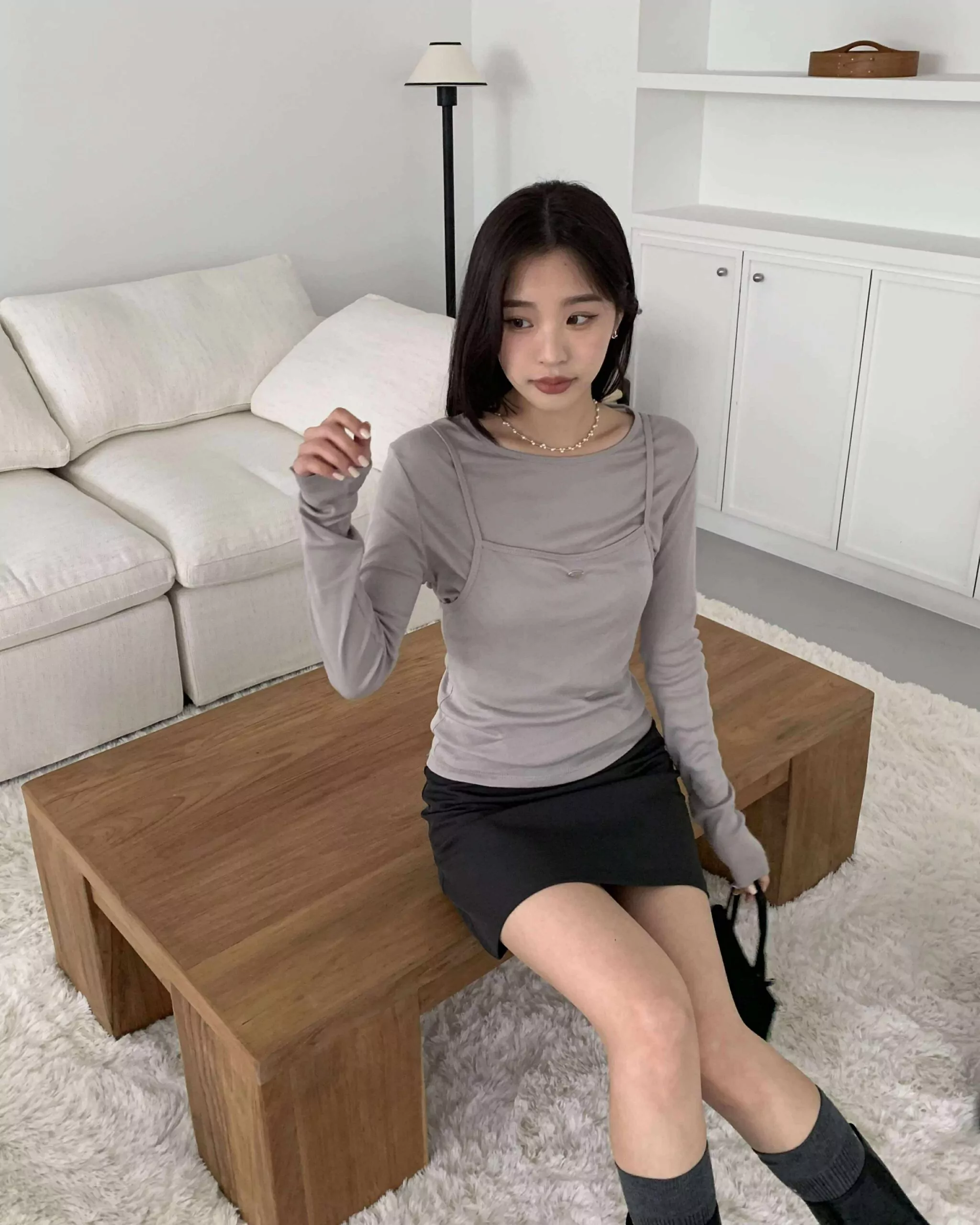 漢南洞小銀標質感背心set (杏)