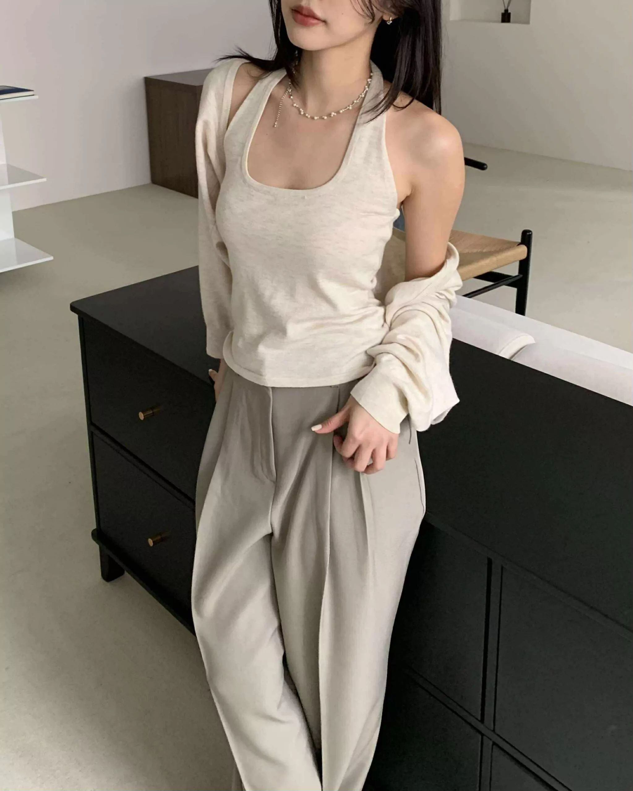 漂亮小姐姐質感袖套Set (杏)