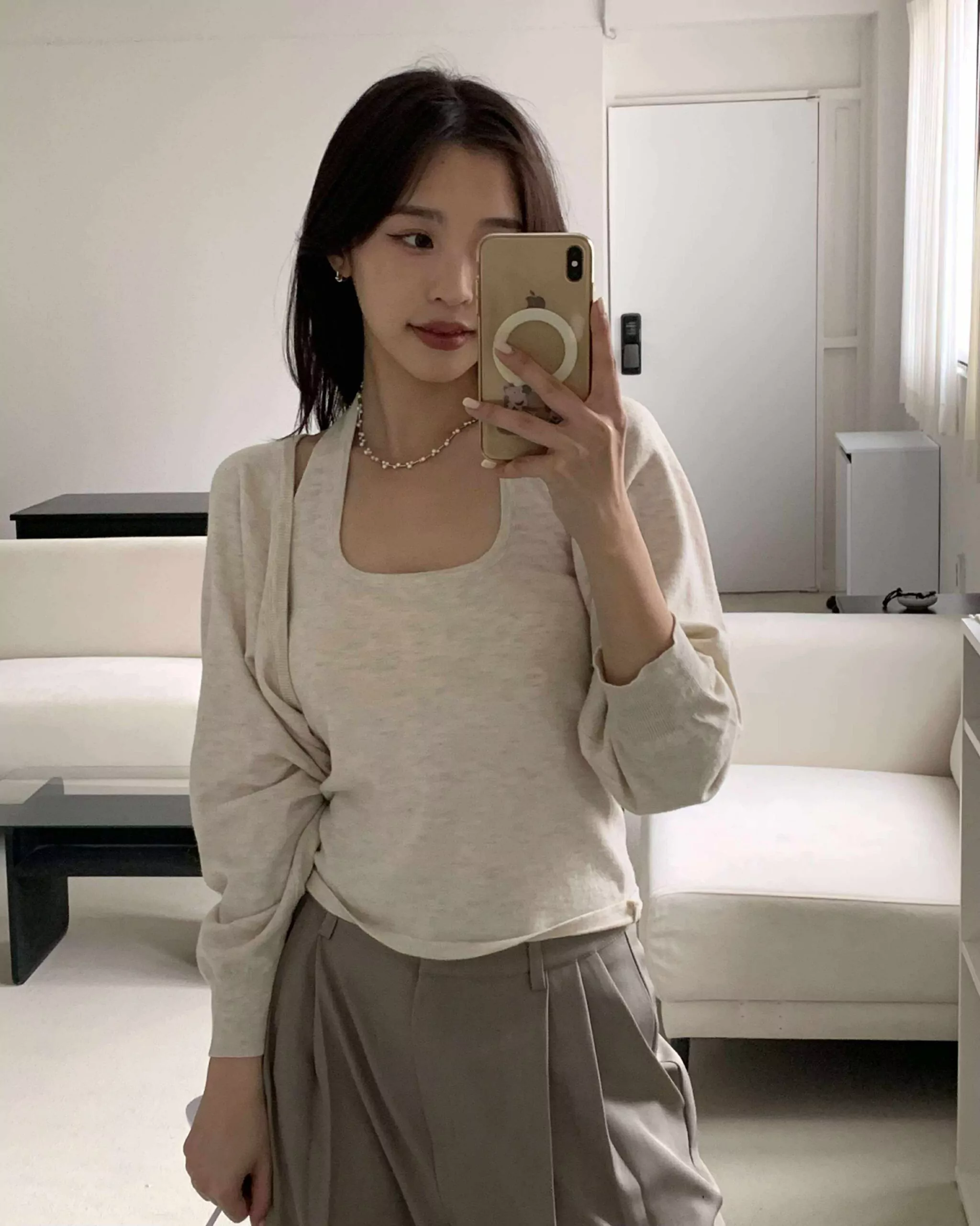 漂亮小姐姐質感袖套Set (杏)