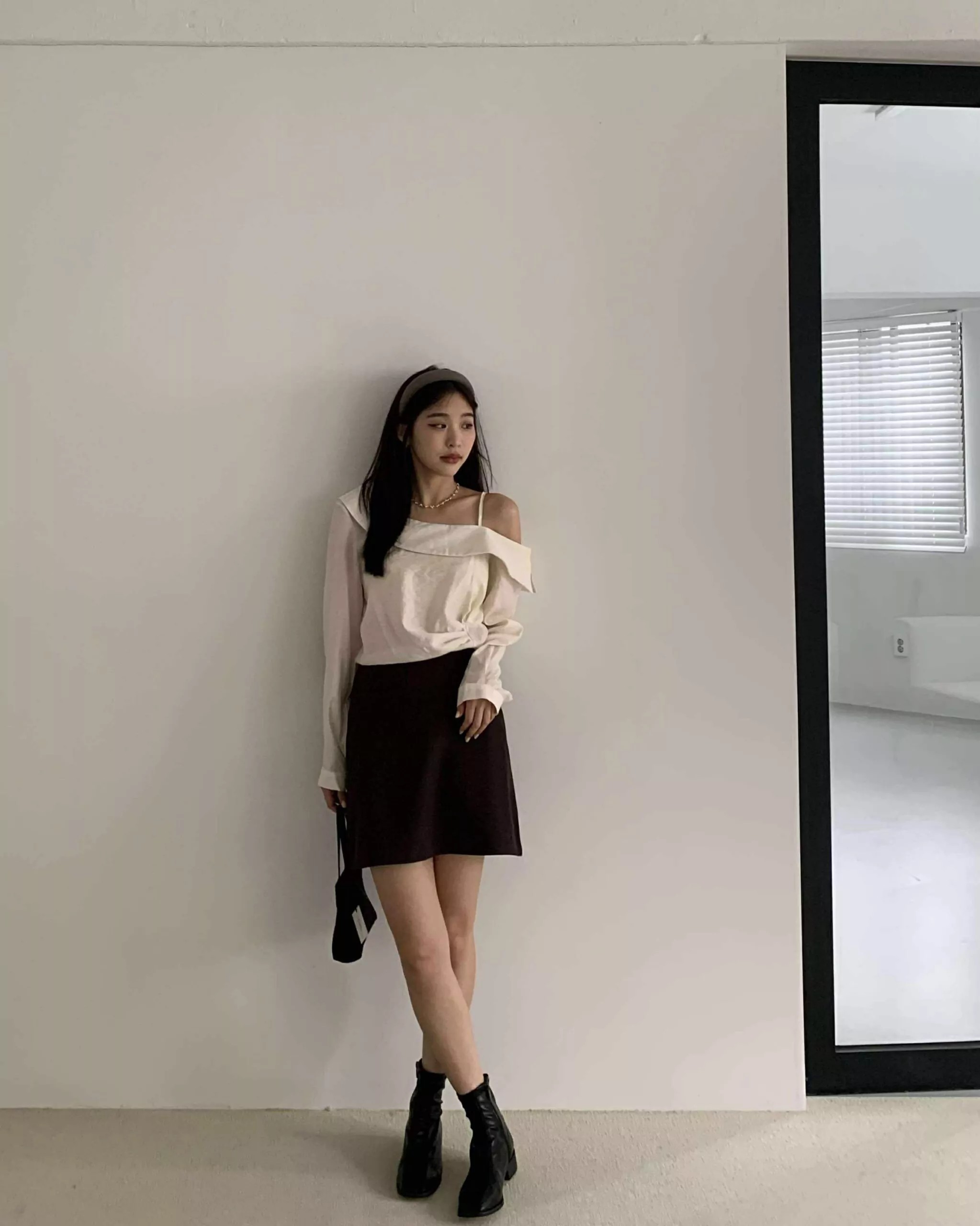 倫敦質感西短裙 (咖)