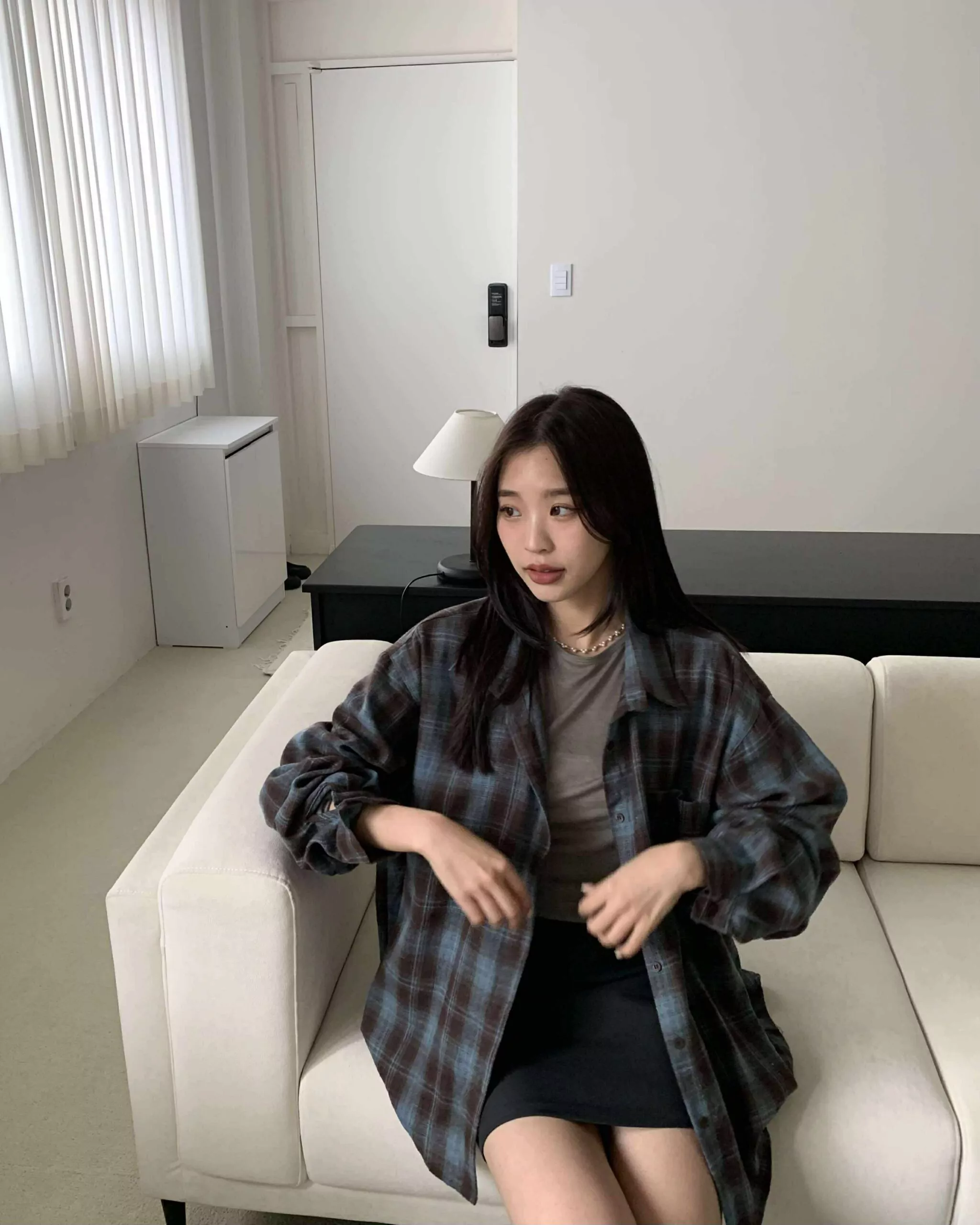 個性磨毛格紋襯衫
