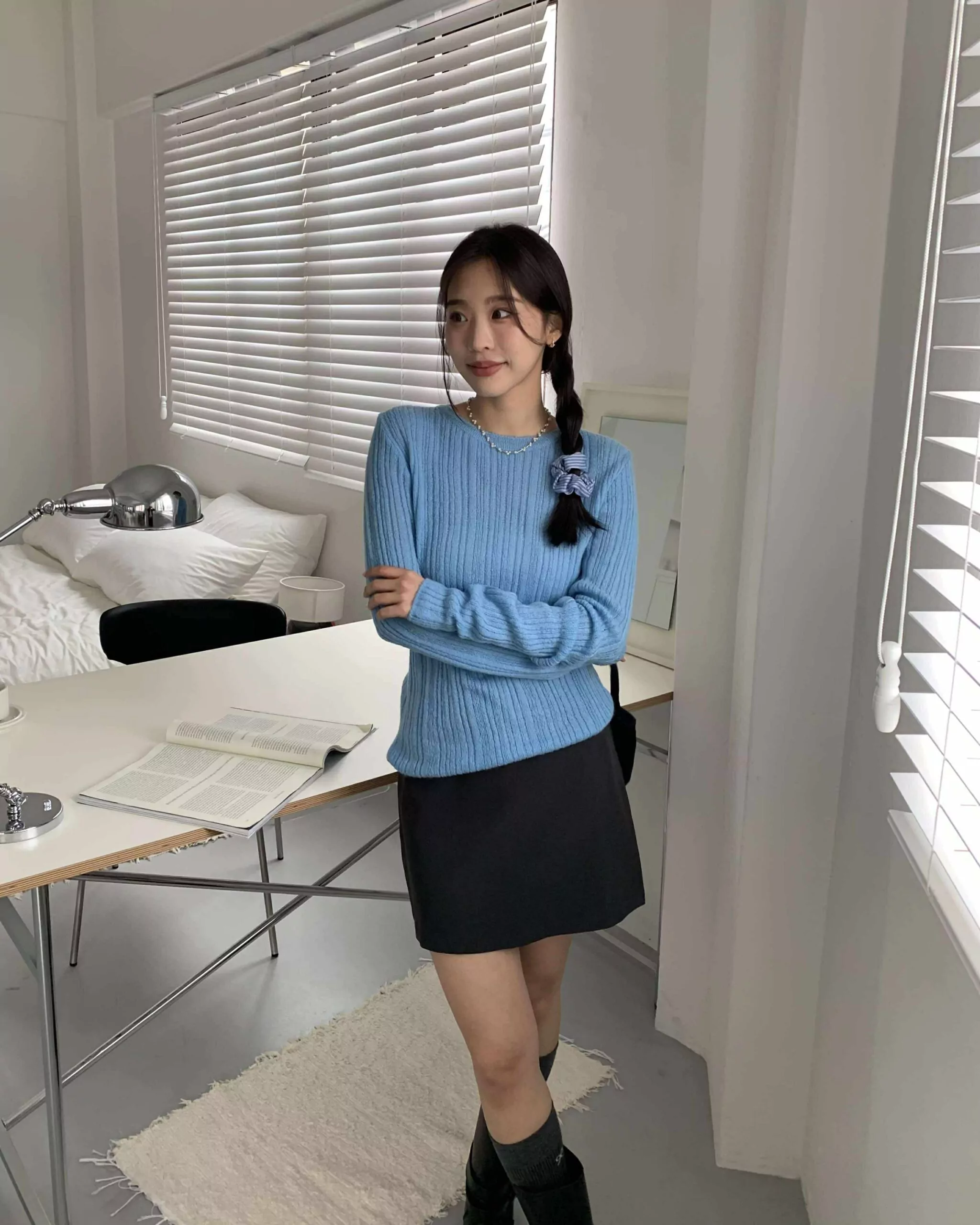 倫敦質感西短裙 (深灰)