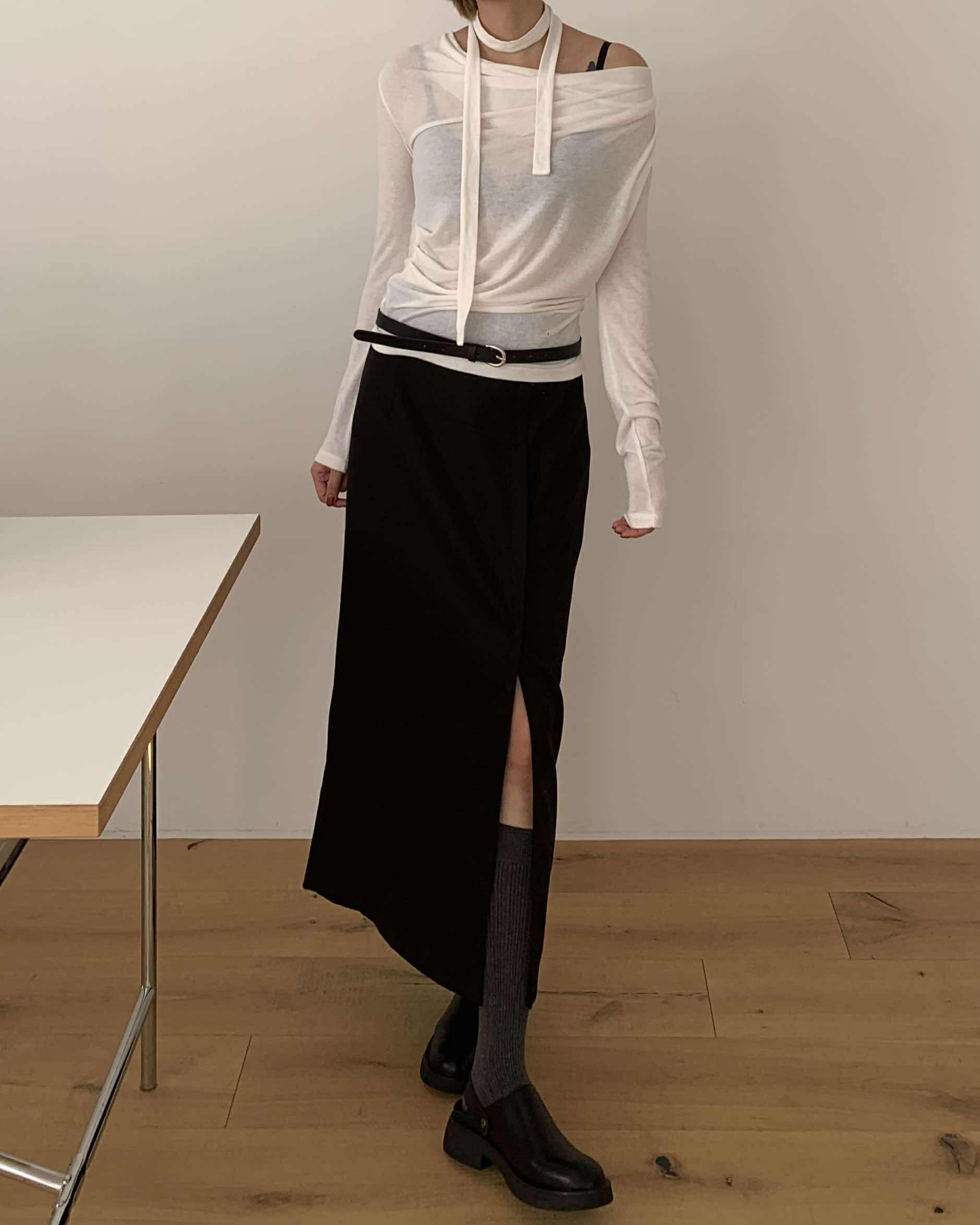 Bella綁繩造型上衣 (白)