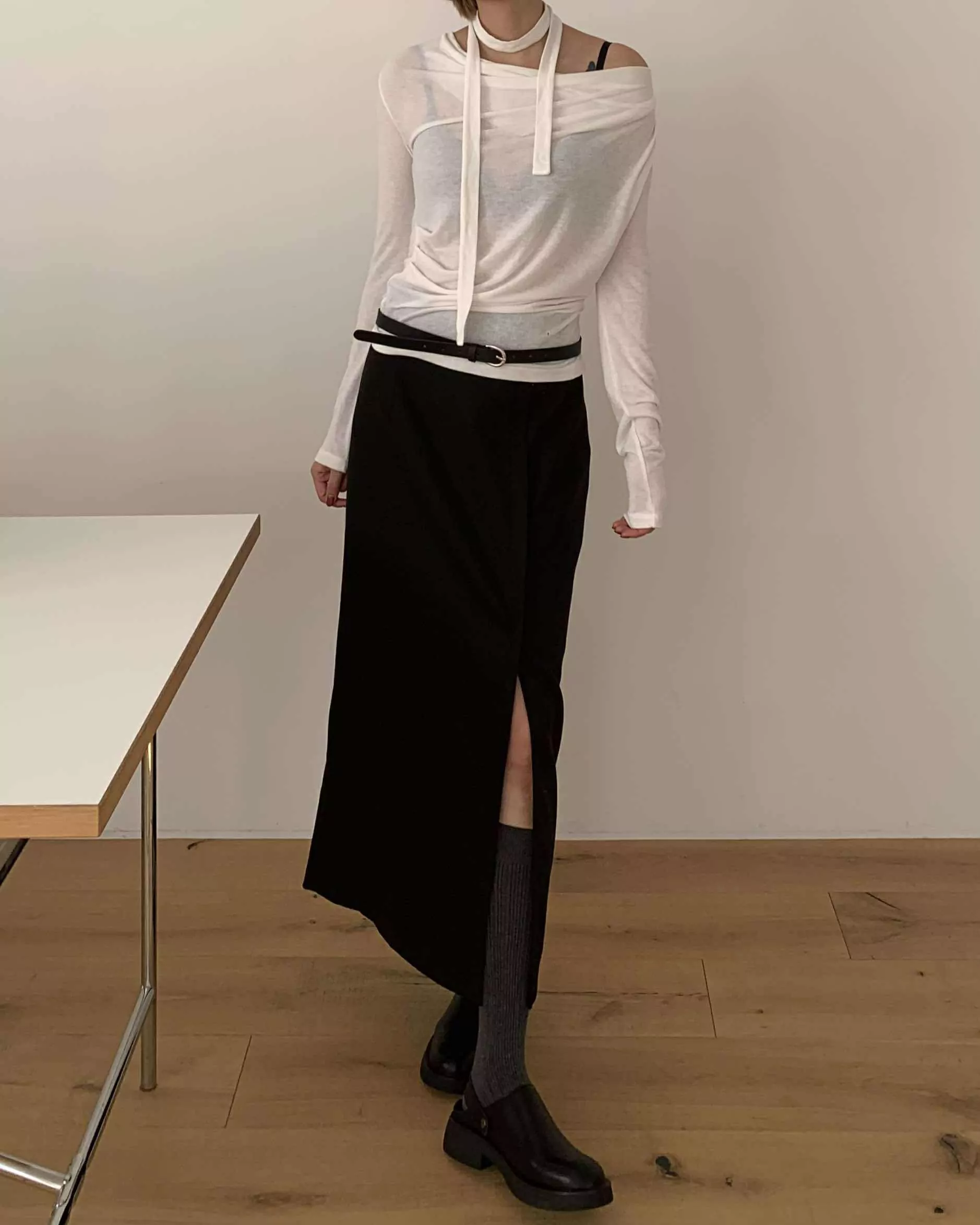 Bella綁繩造型上衣 (白)