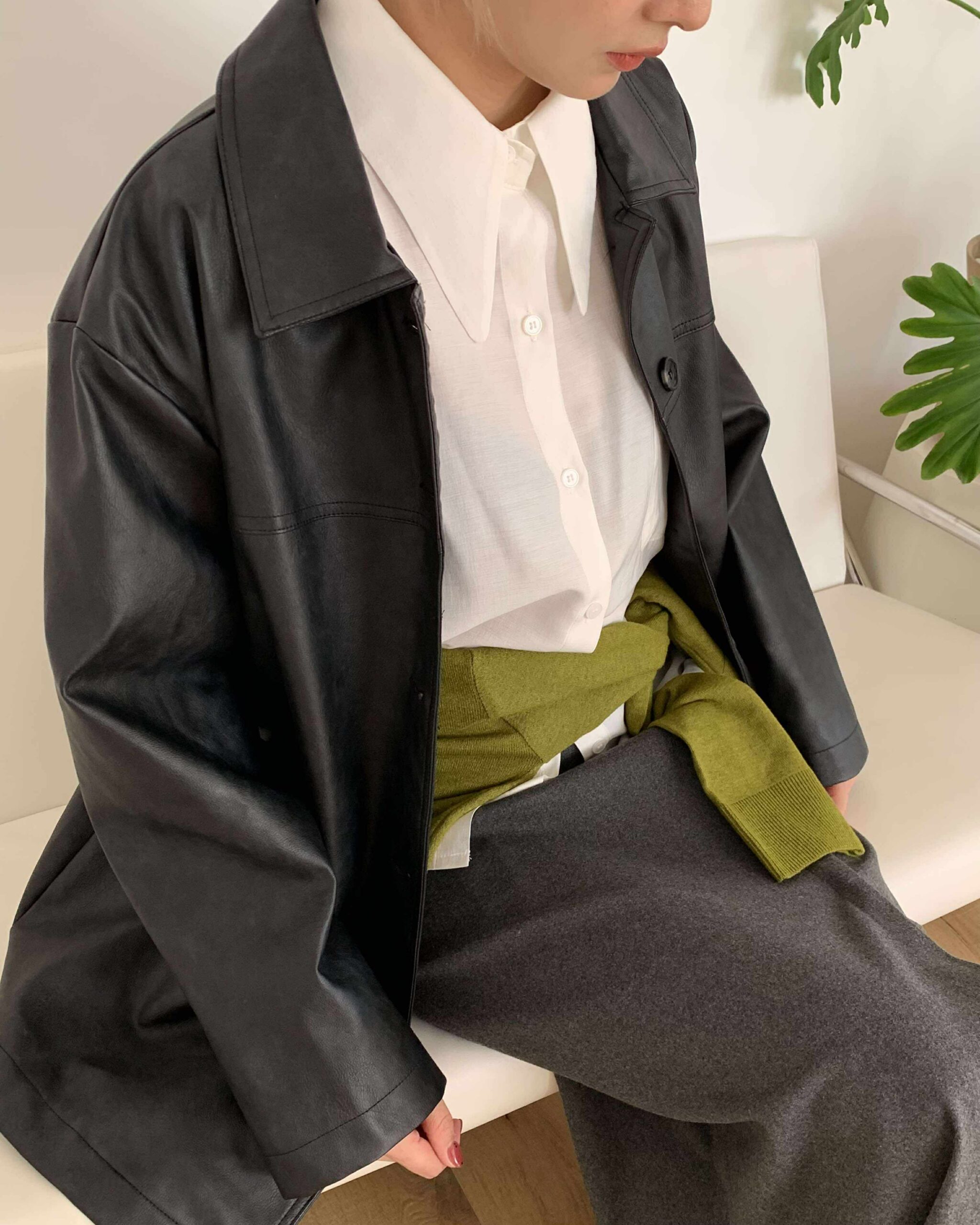 尖尖領造型襯衫 (白)