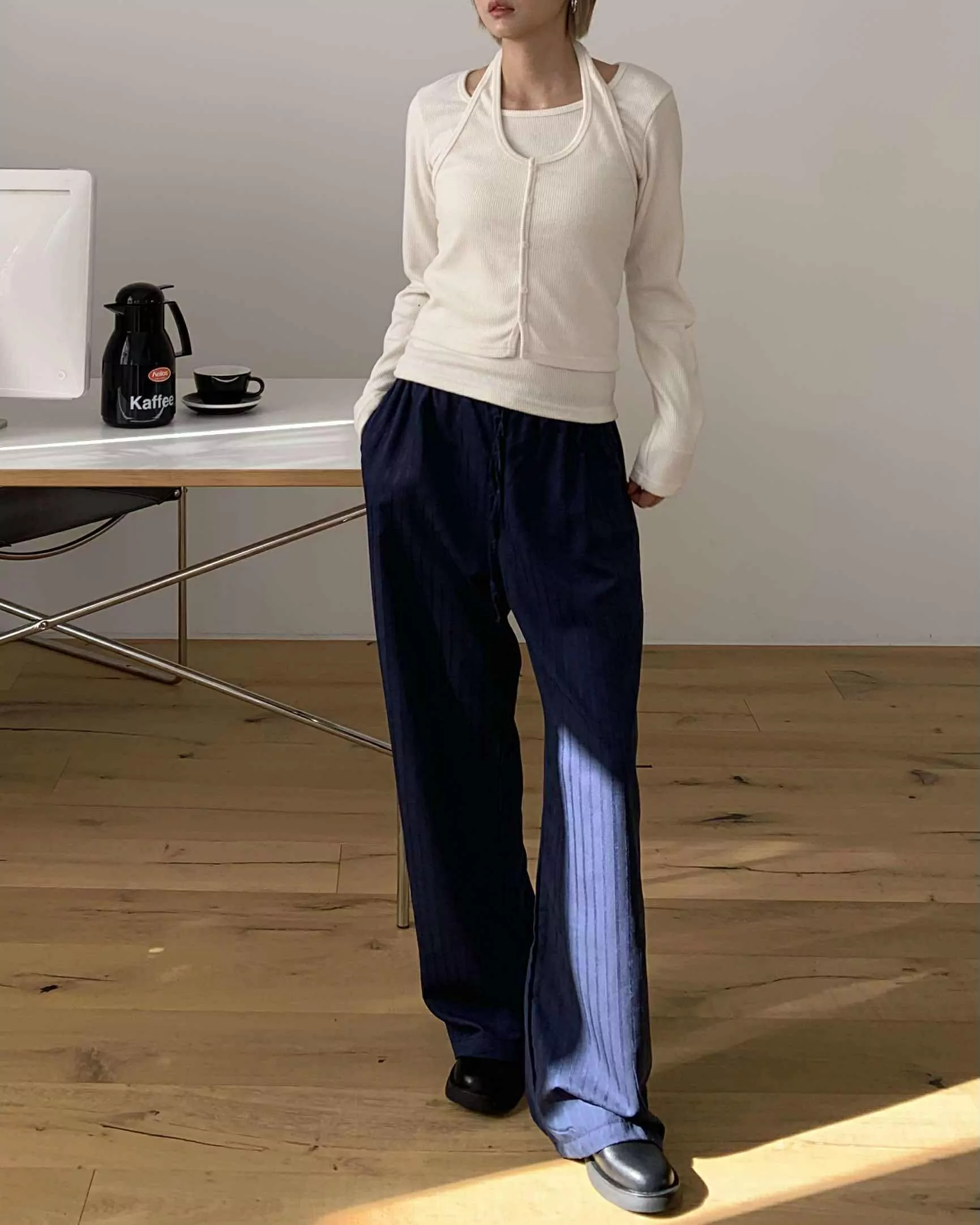 歐膩磨毛繞頸疊穿set (白)