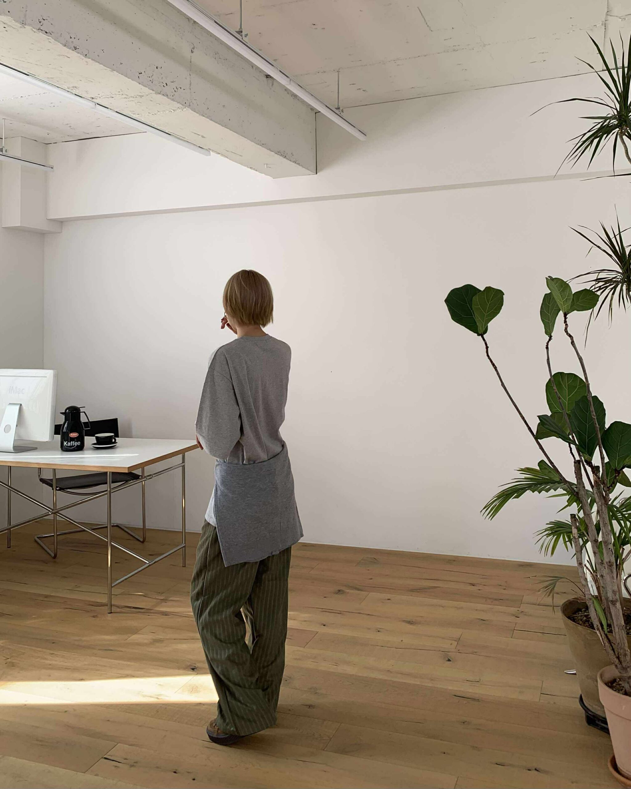 慵懶條紋長褲 (綠)