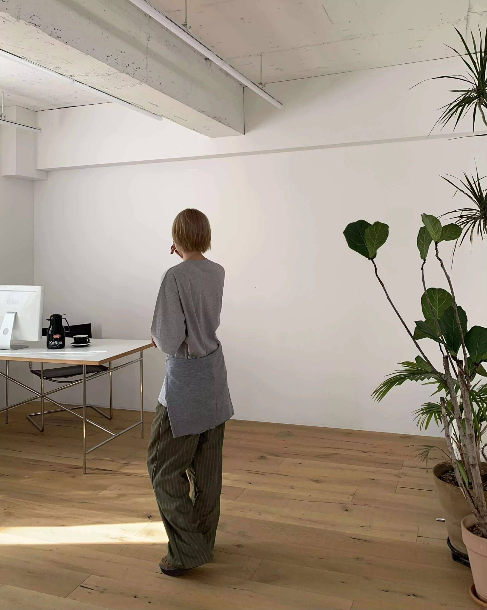 慵懶條紋長褲 (綠)