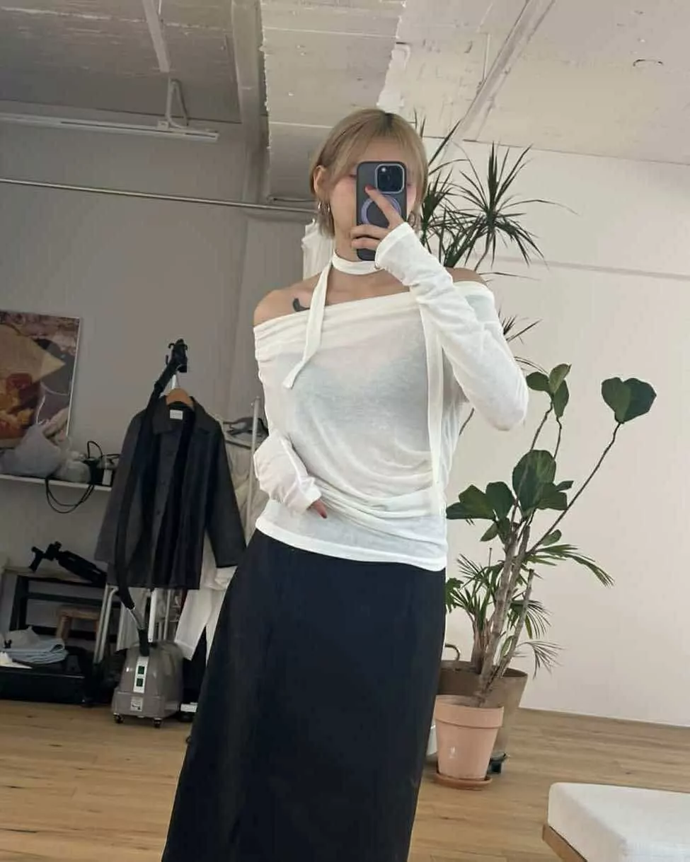 Bella綁繩造型上衣 (白)