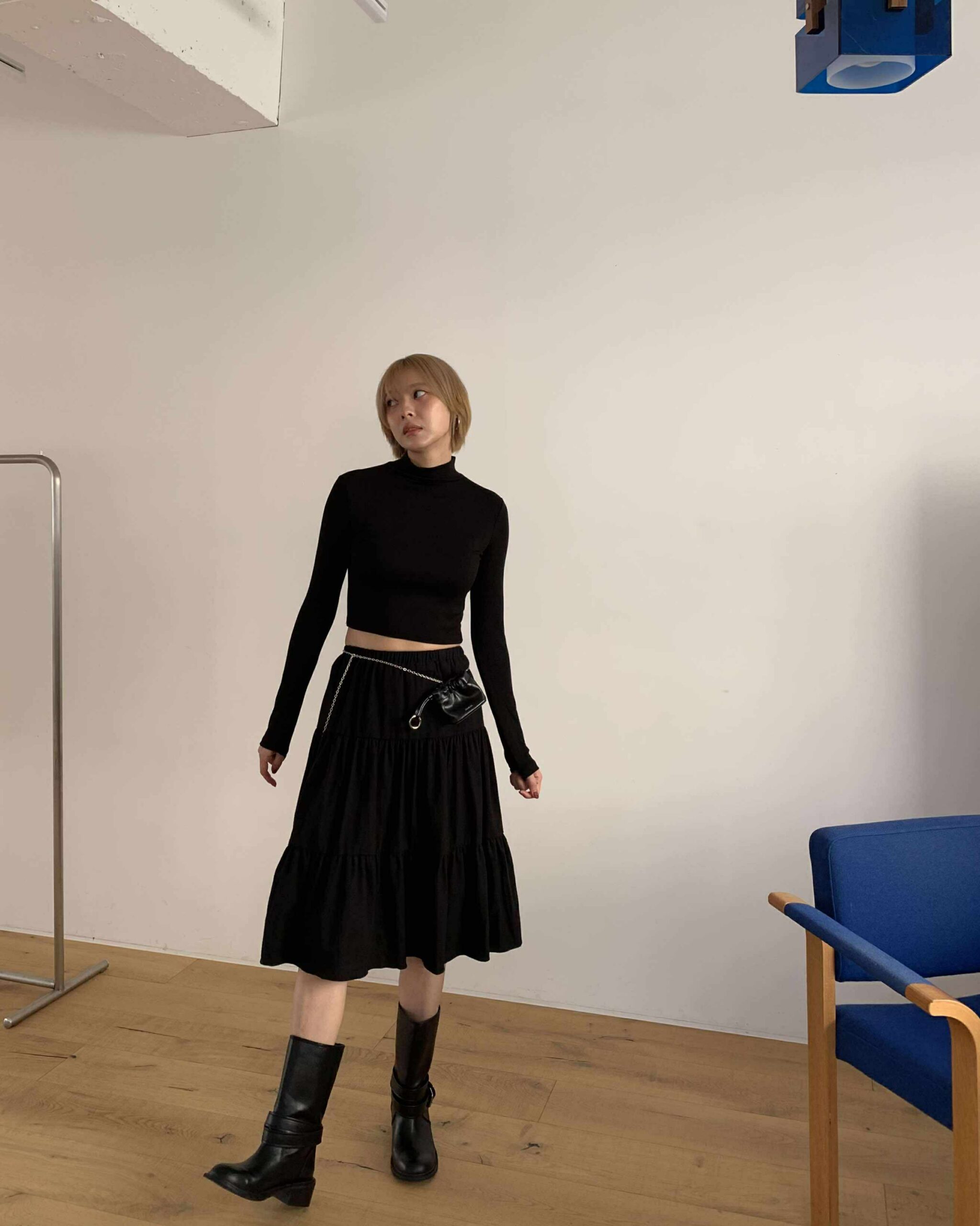 好身材小立領上衣 (黑)