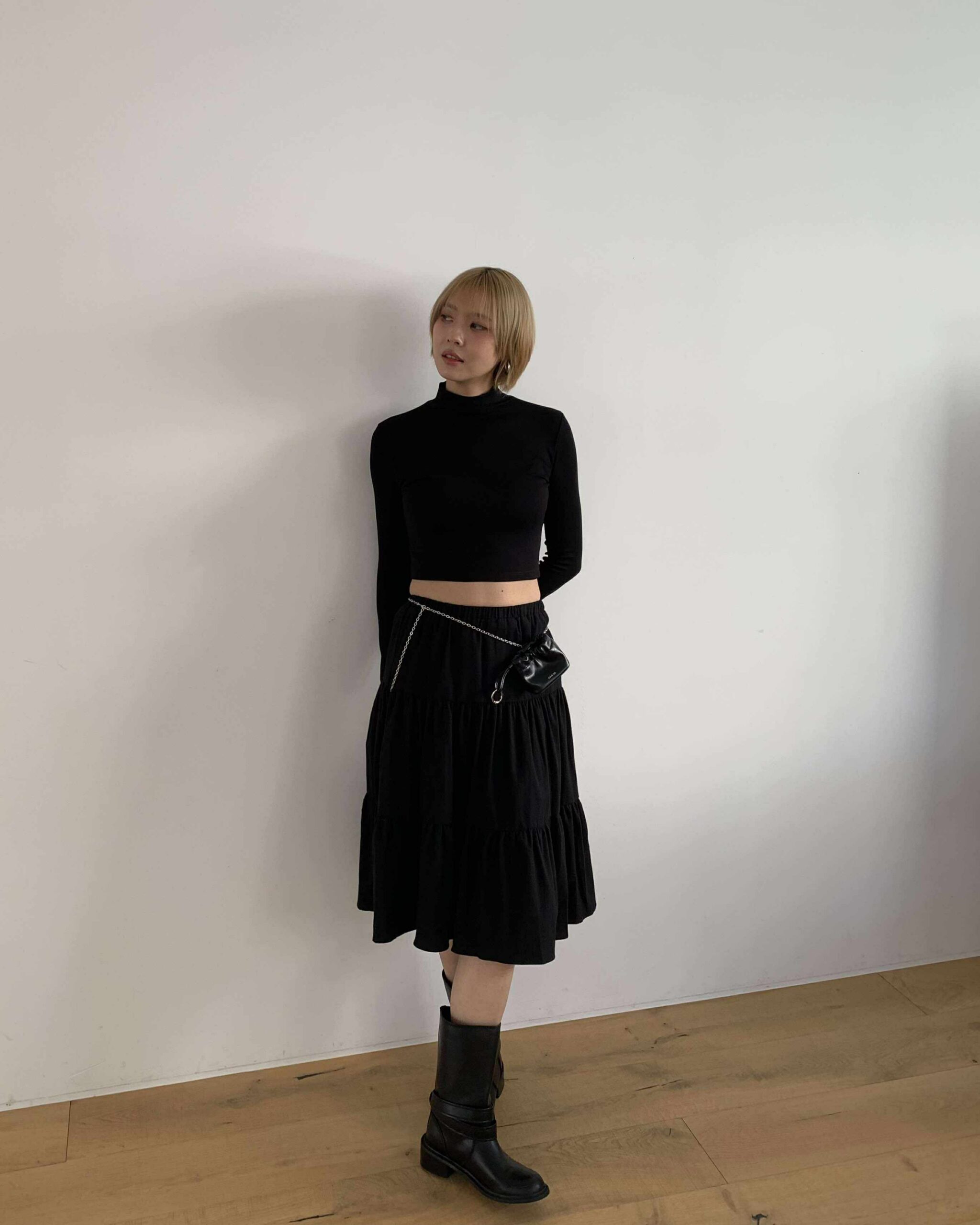 好身材小立領上衣 (黑)