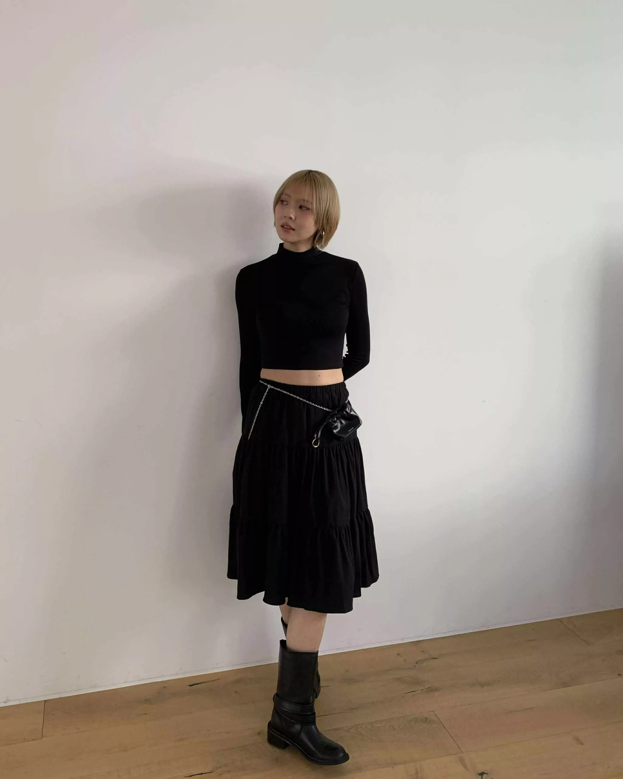 好身材小立領上衣 (黑)