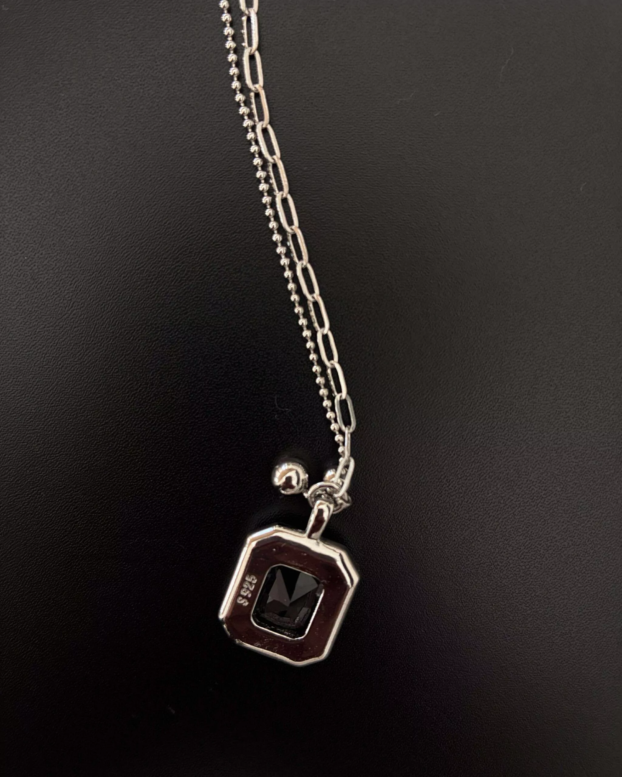 可調節方形黑石項鍊