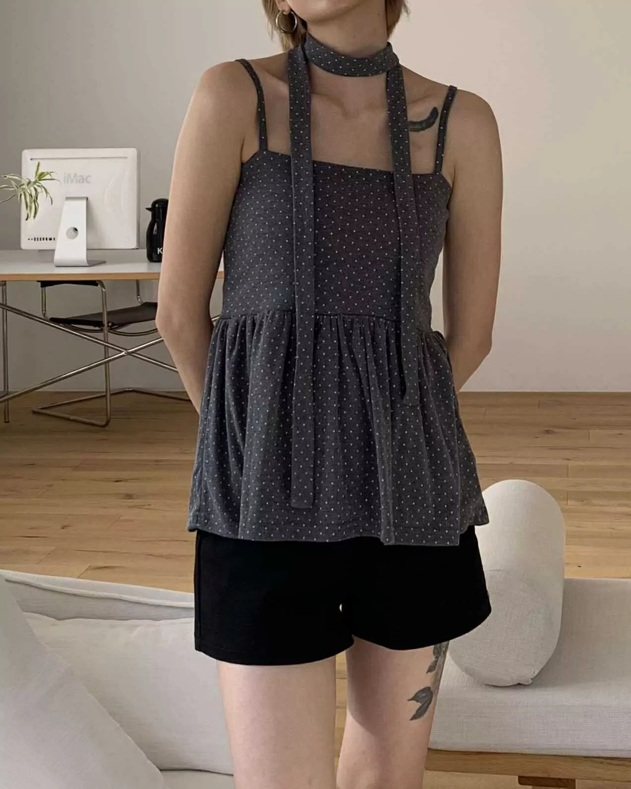 質感斜紋基礎短褲 (黑)