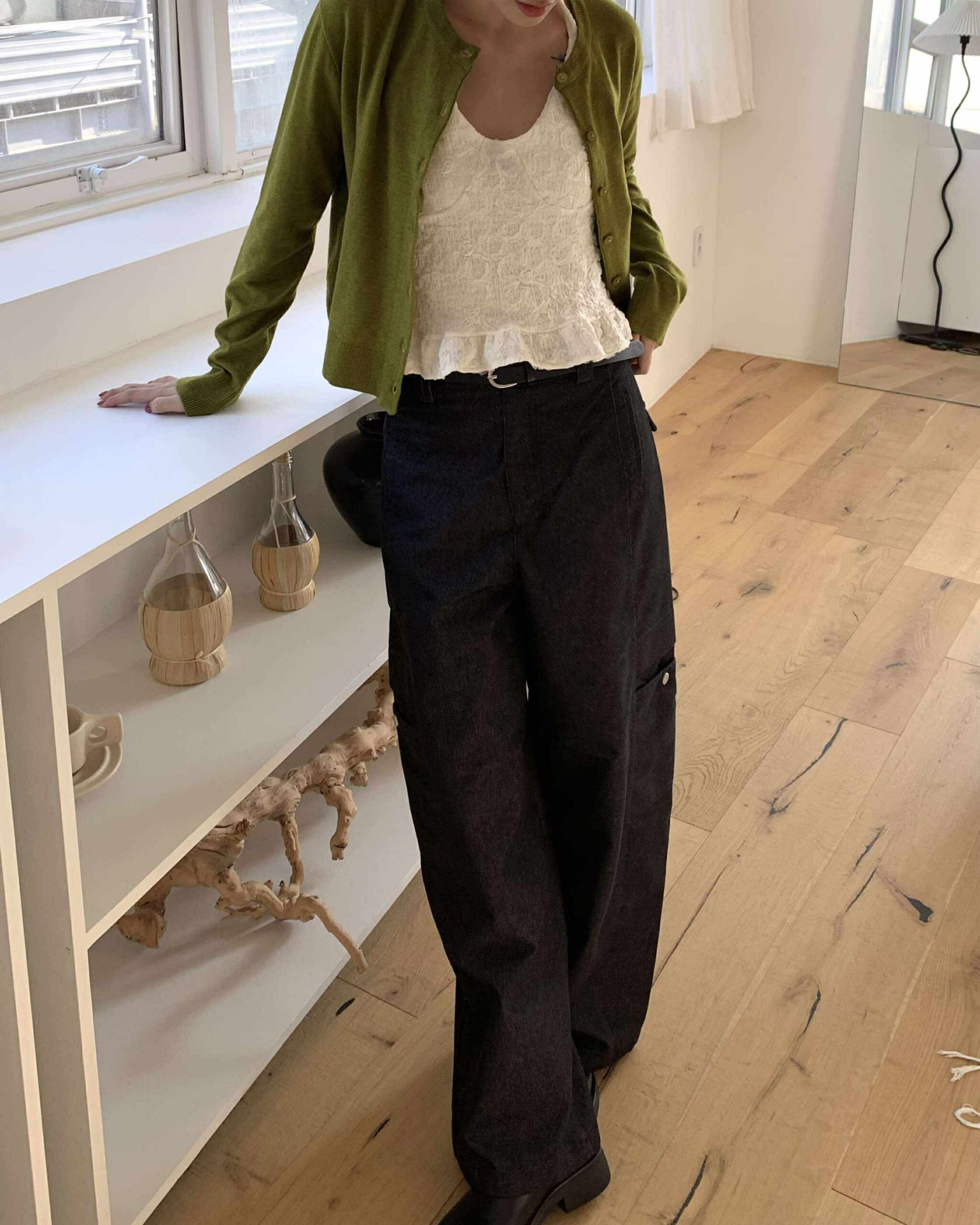 漢南洞圓領針織外套 (綠)