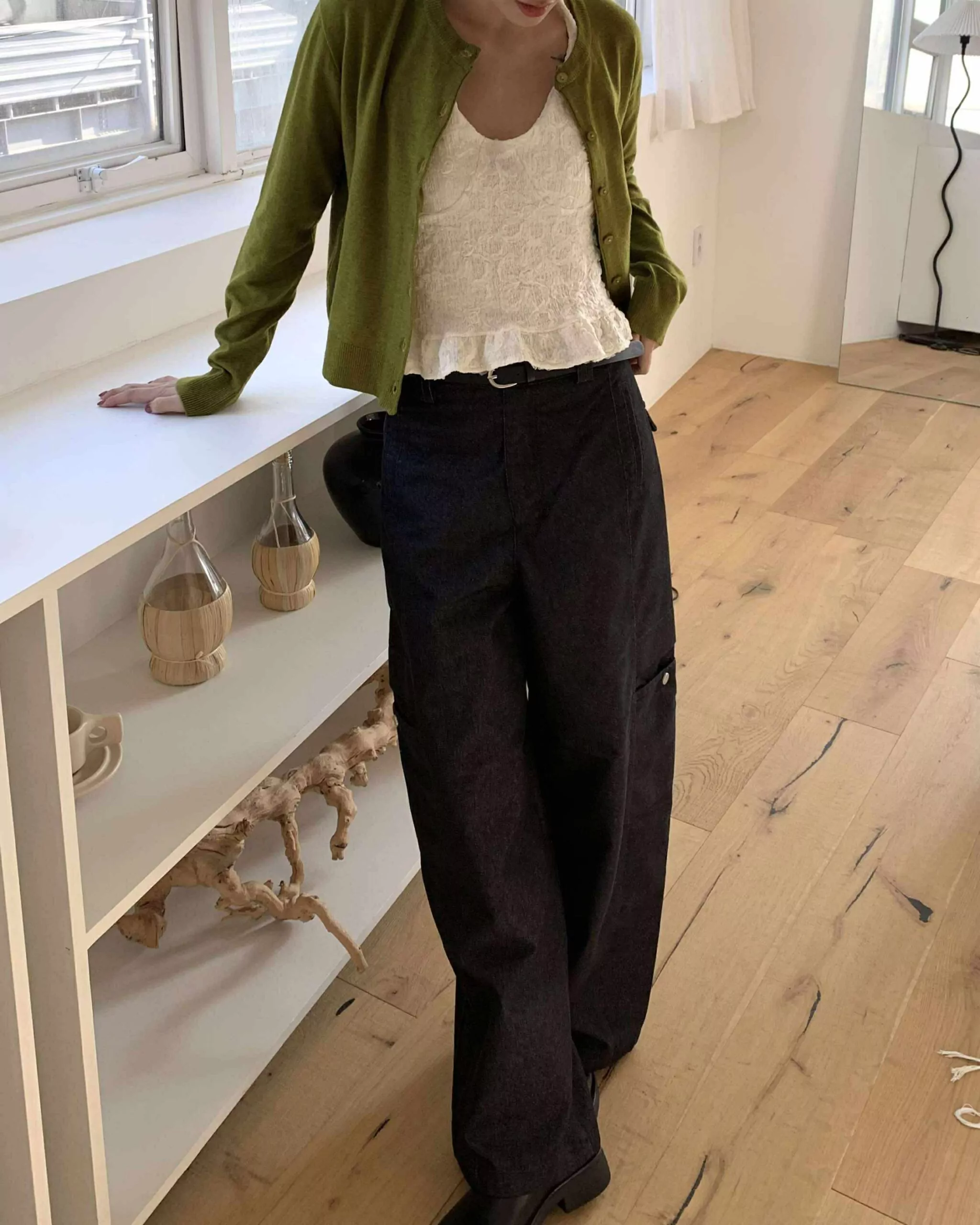 漢南洞圓領針織外套 (綠)