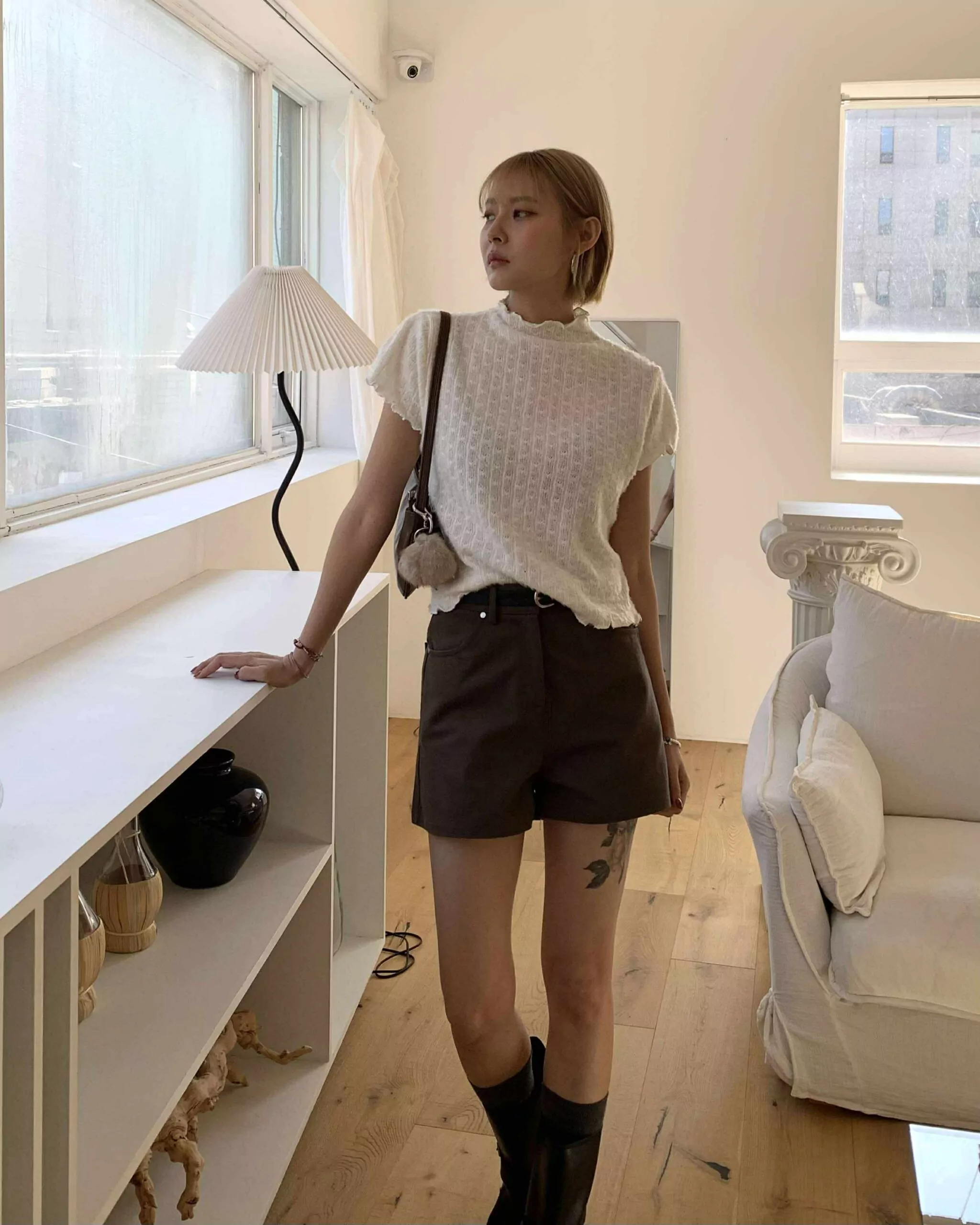 質感斜紋基礎短褲 (咖)