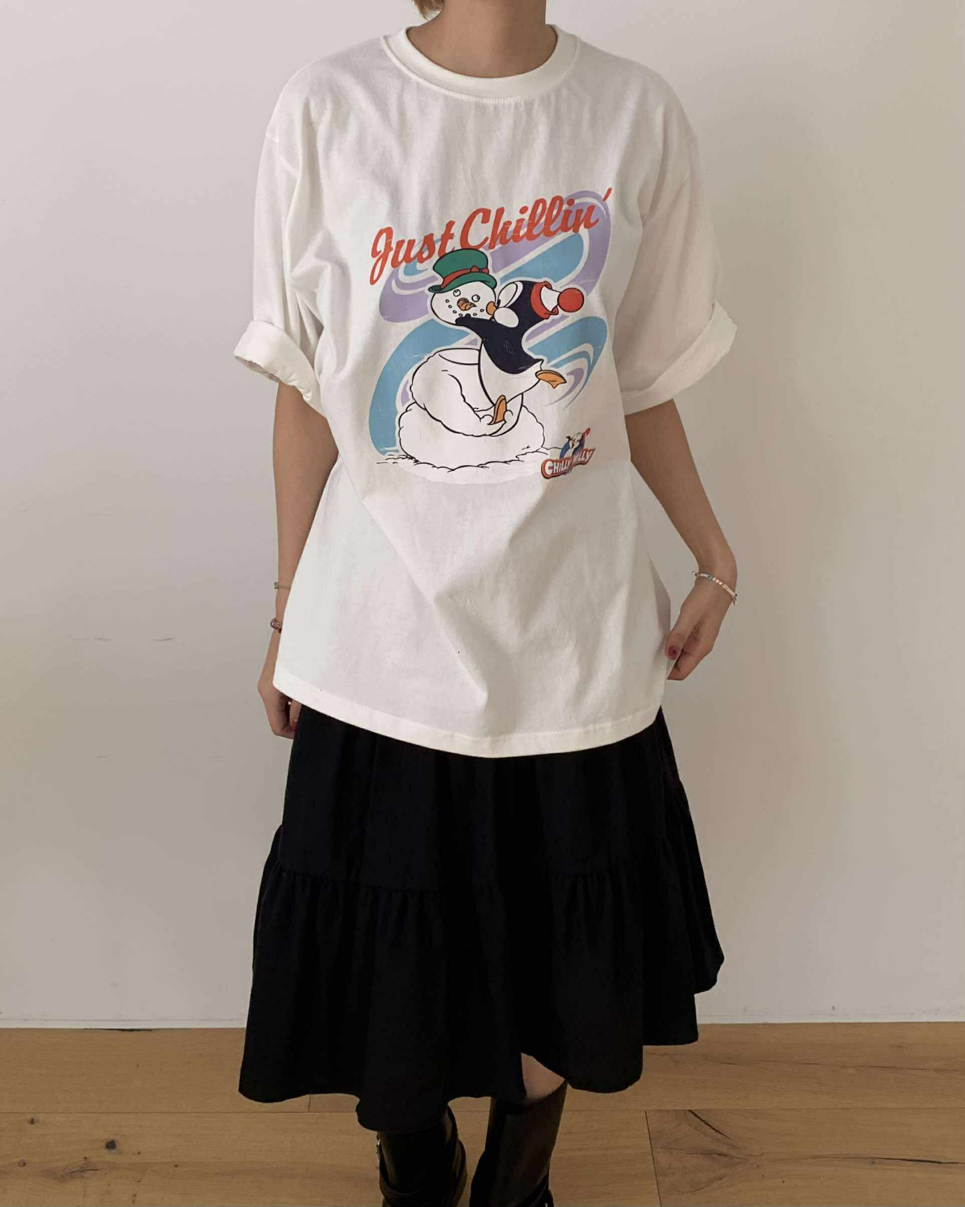 重磅企鵝圖案短袖T (白)