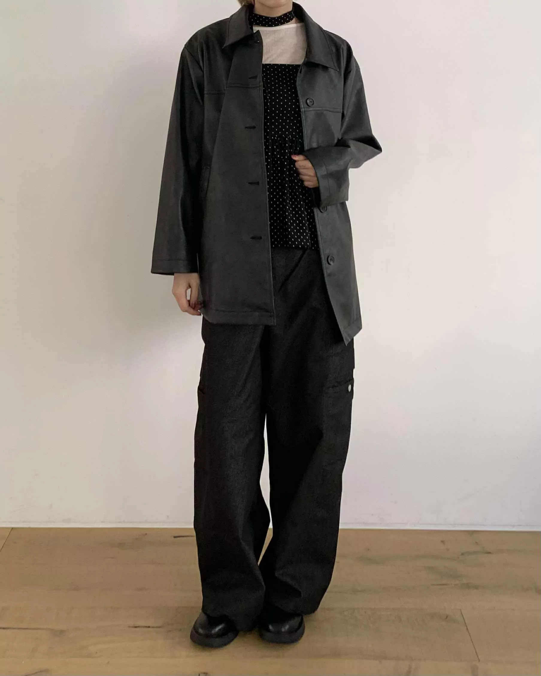 個性挺版口袋寬褲 (丹寧)