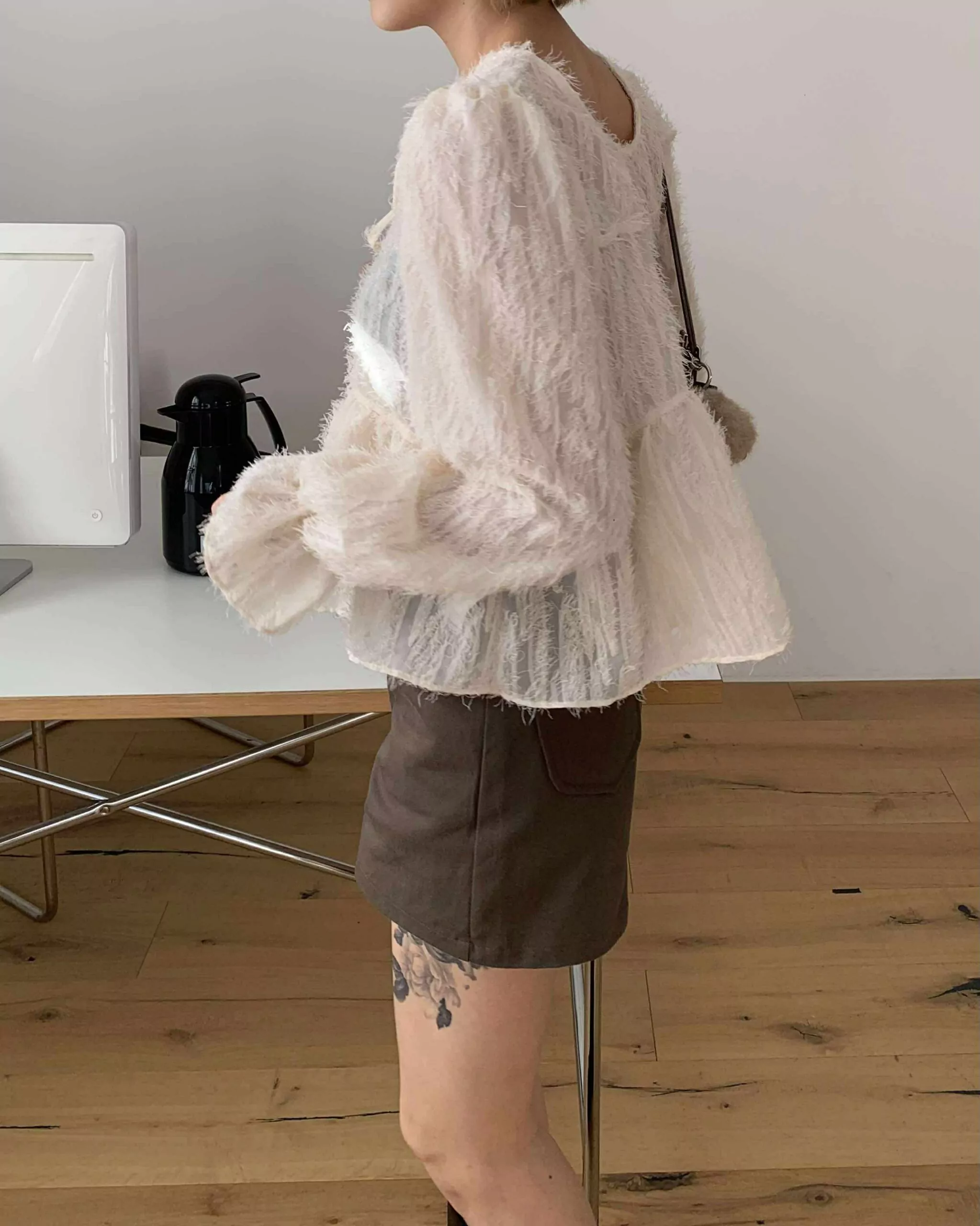 美到發光！仙女綁帶造型上衣 (米)