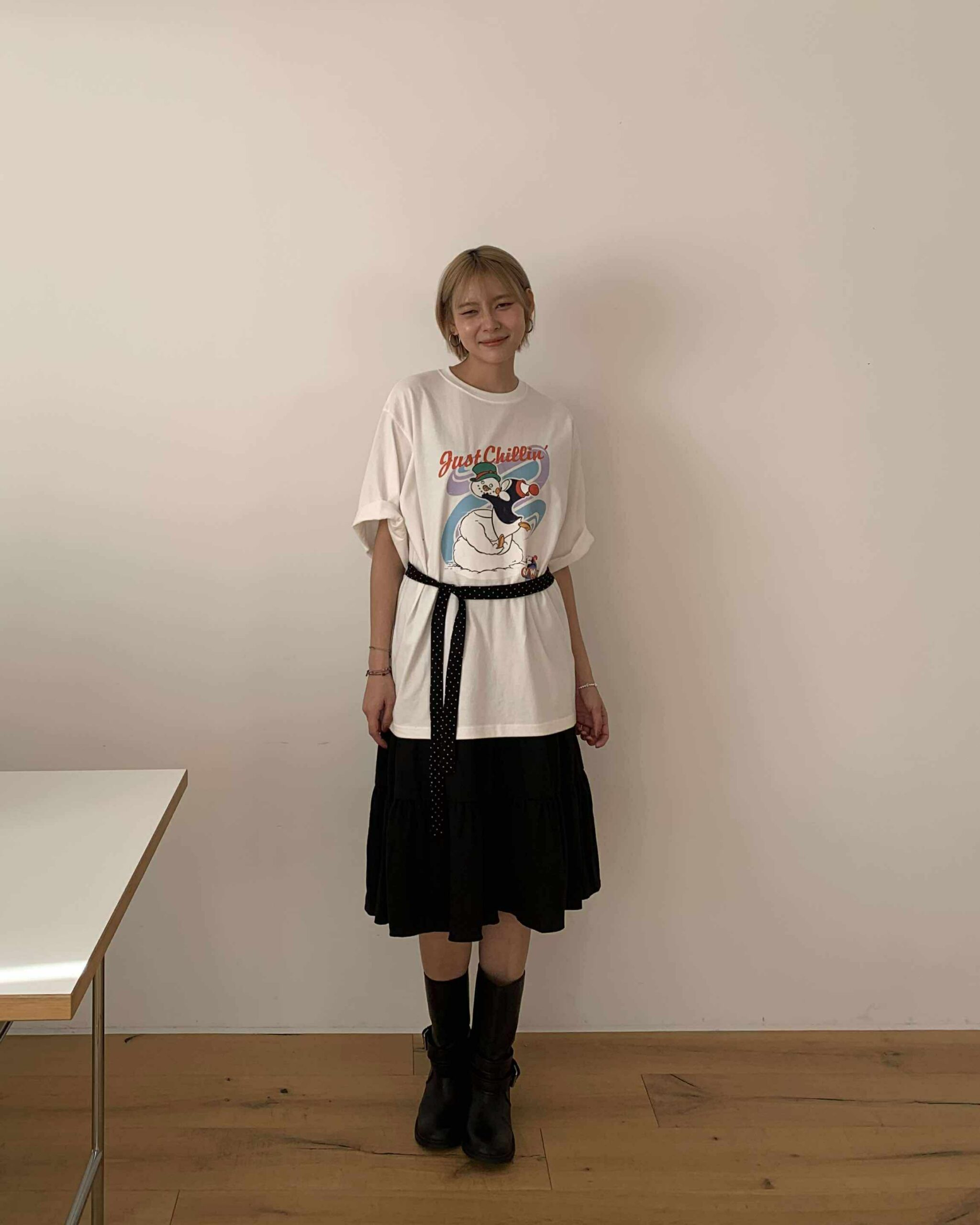 重磅企鵝圖案短袖T (白)