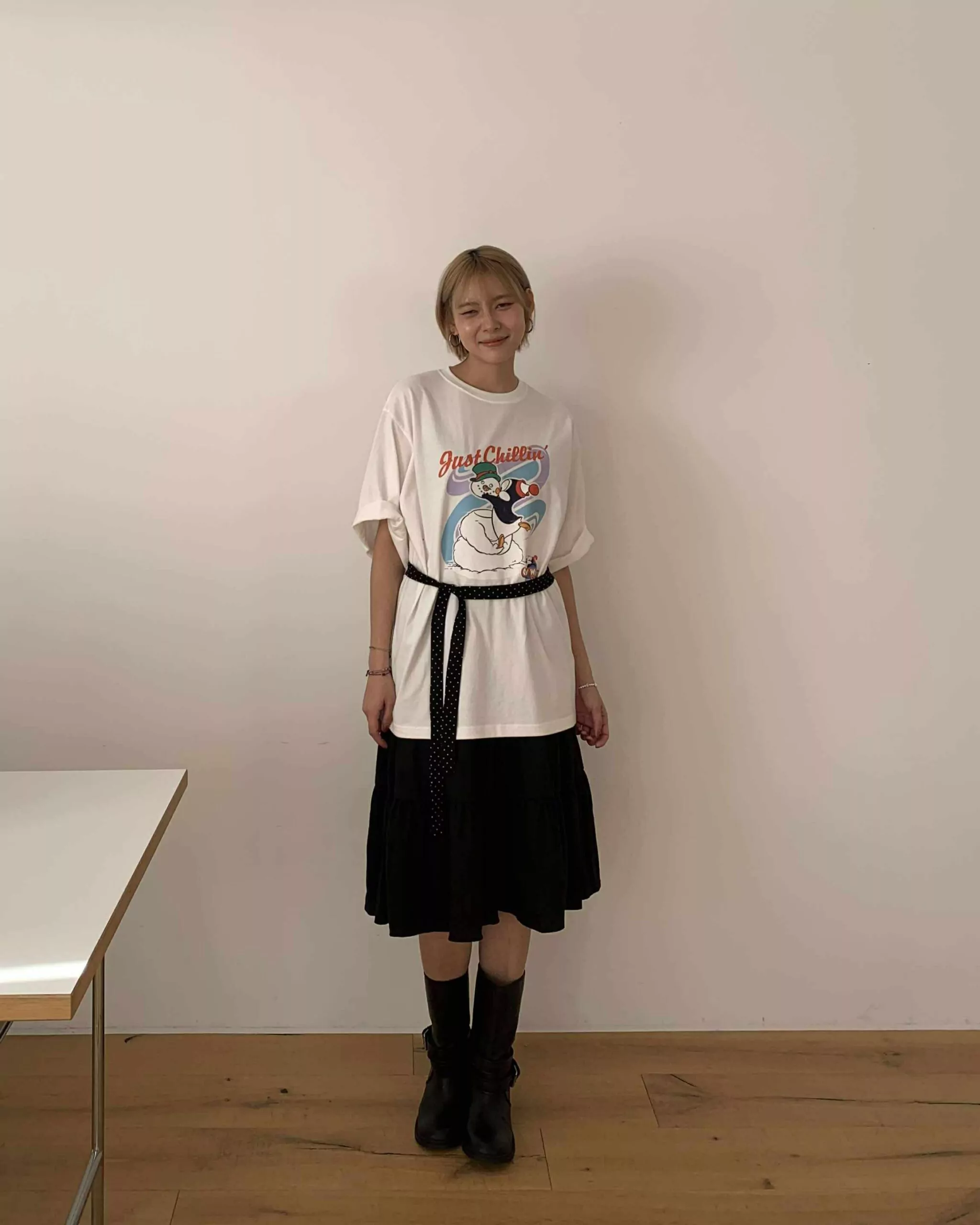 重磅企鵝圖案短袖T (白)