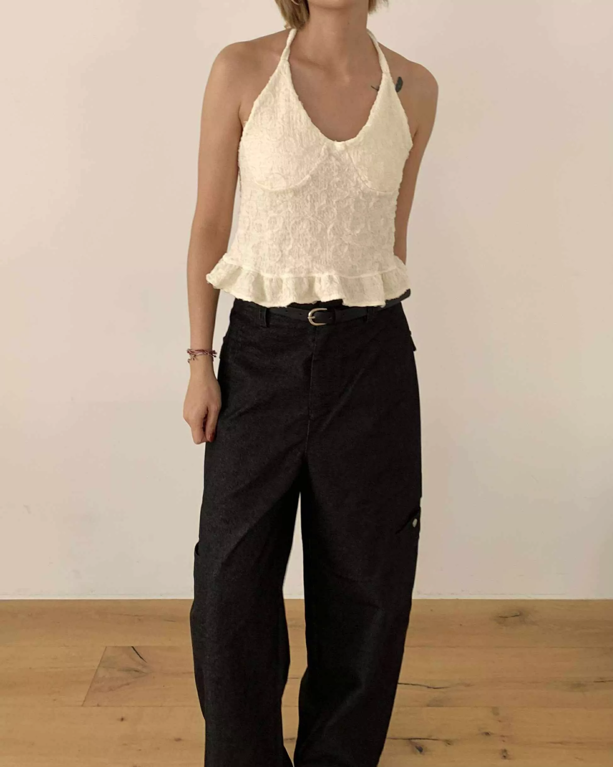 個性挺版口袋寬褲 (丹寧)