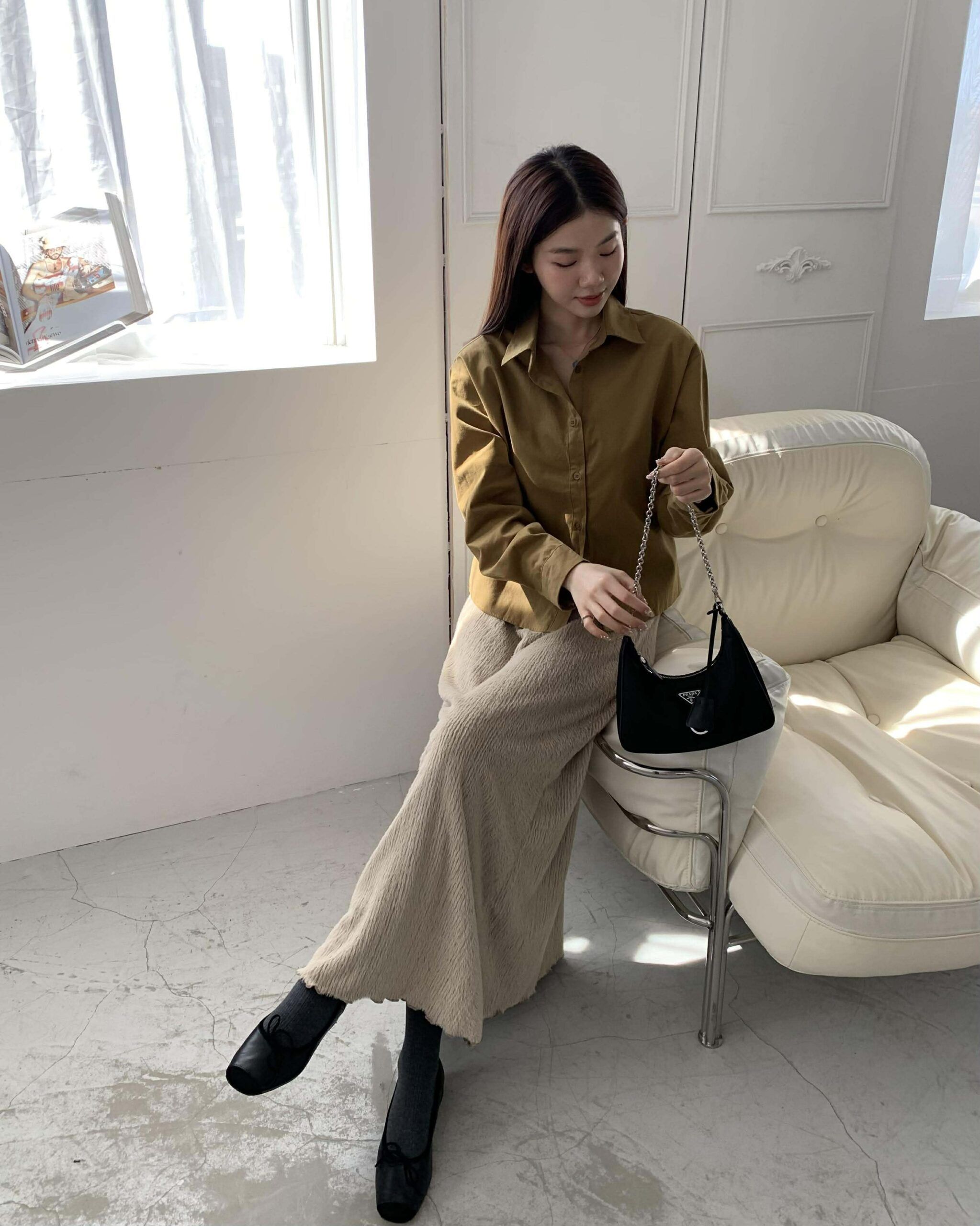 首爾林質感襯衫 (棕)