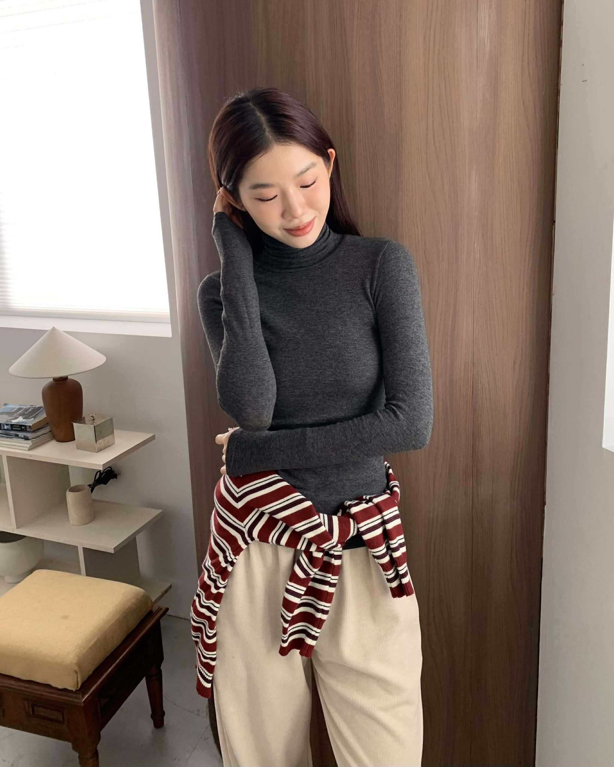 擁抱冬季高領親膚打底衣 (灰)