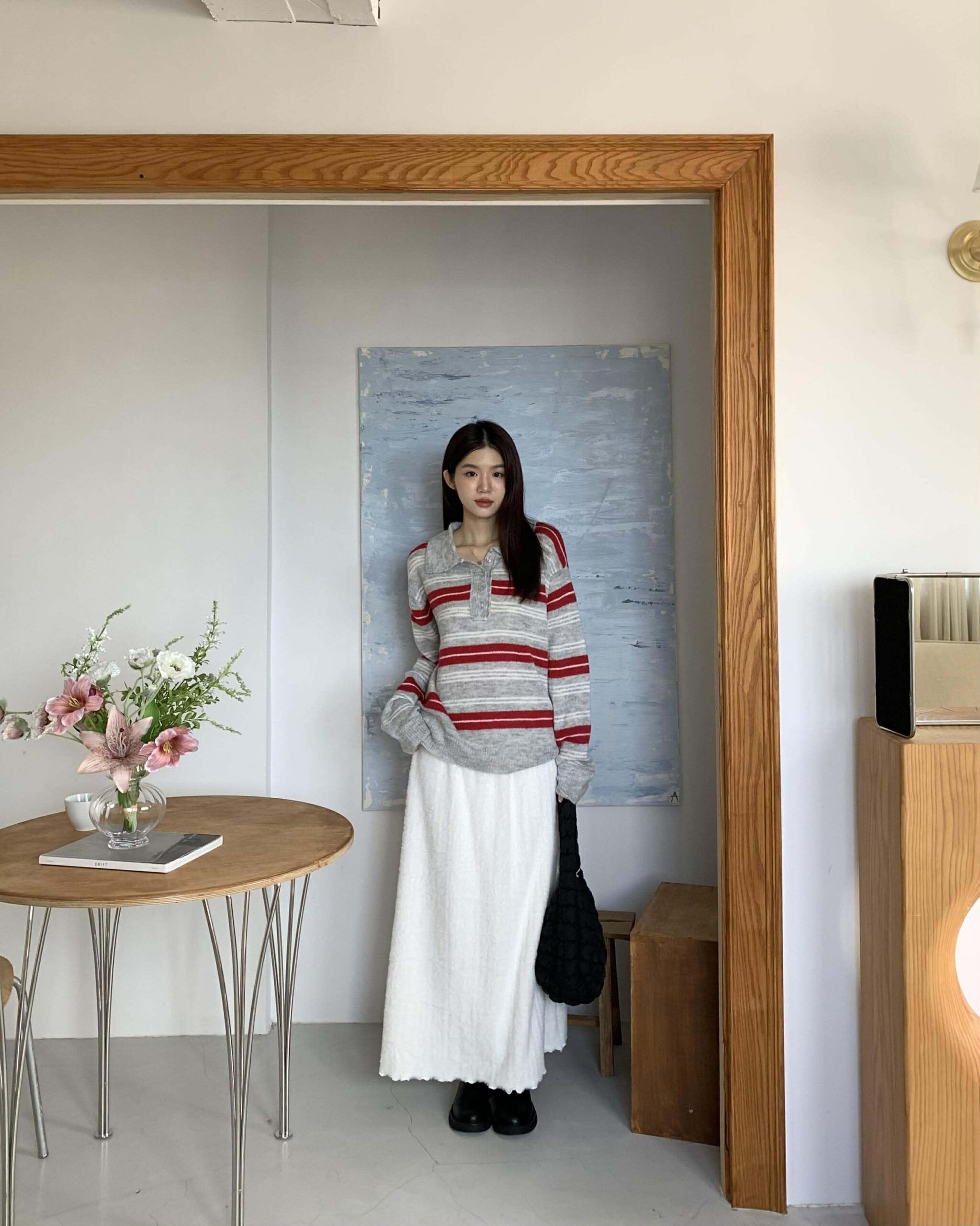 冬季小亮點毛海長裙 (米白)