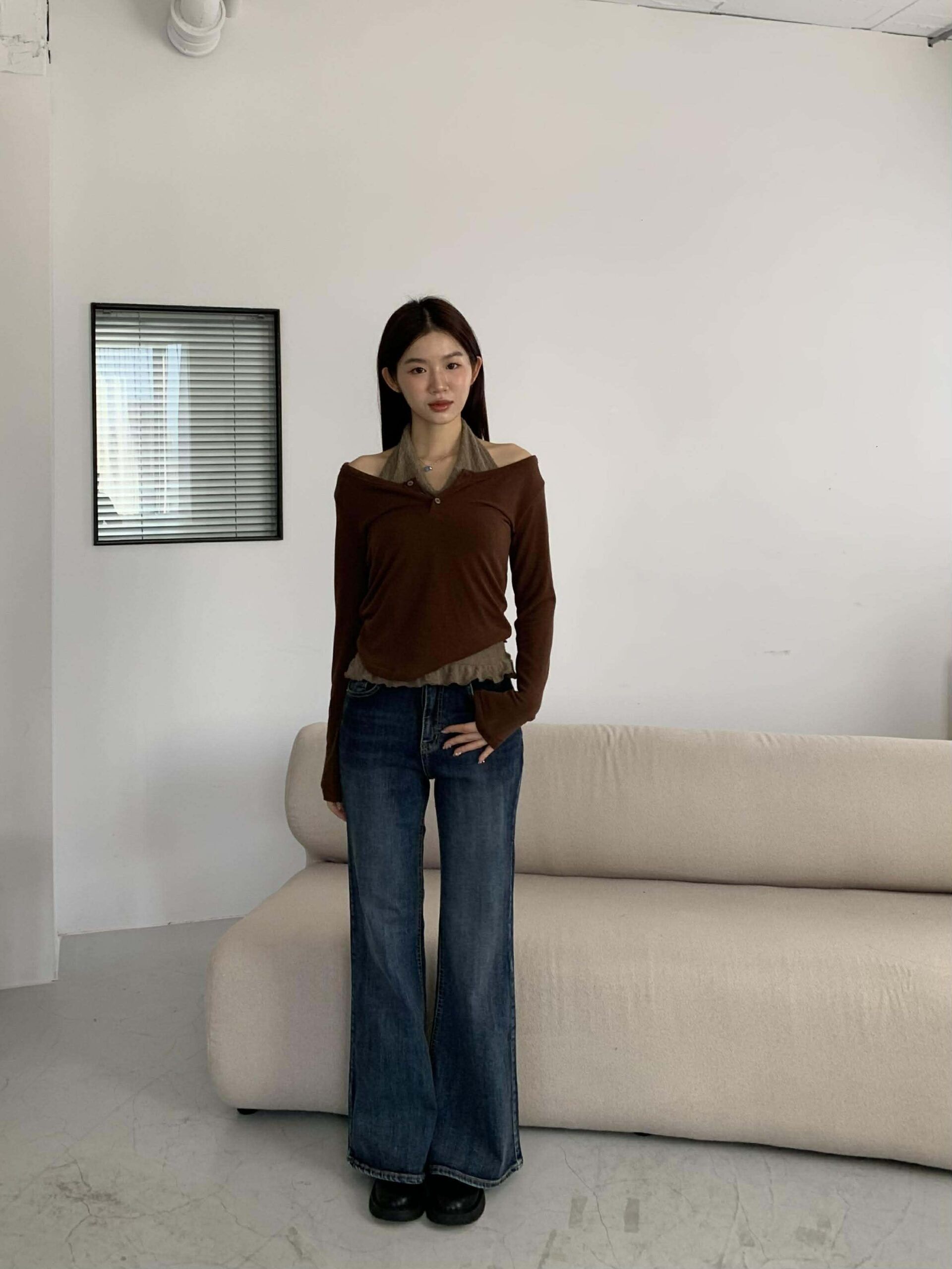 好身材排扣上衣 (咖)