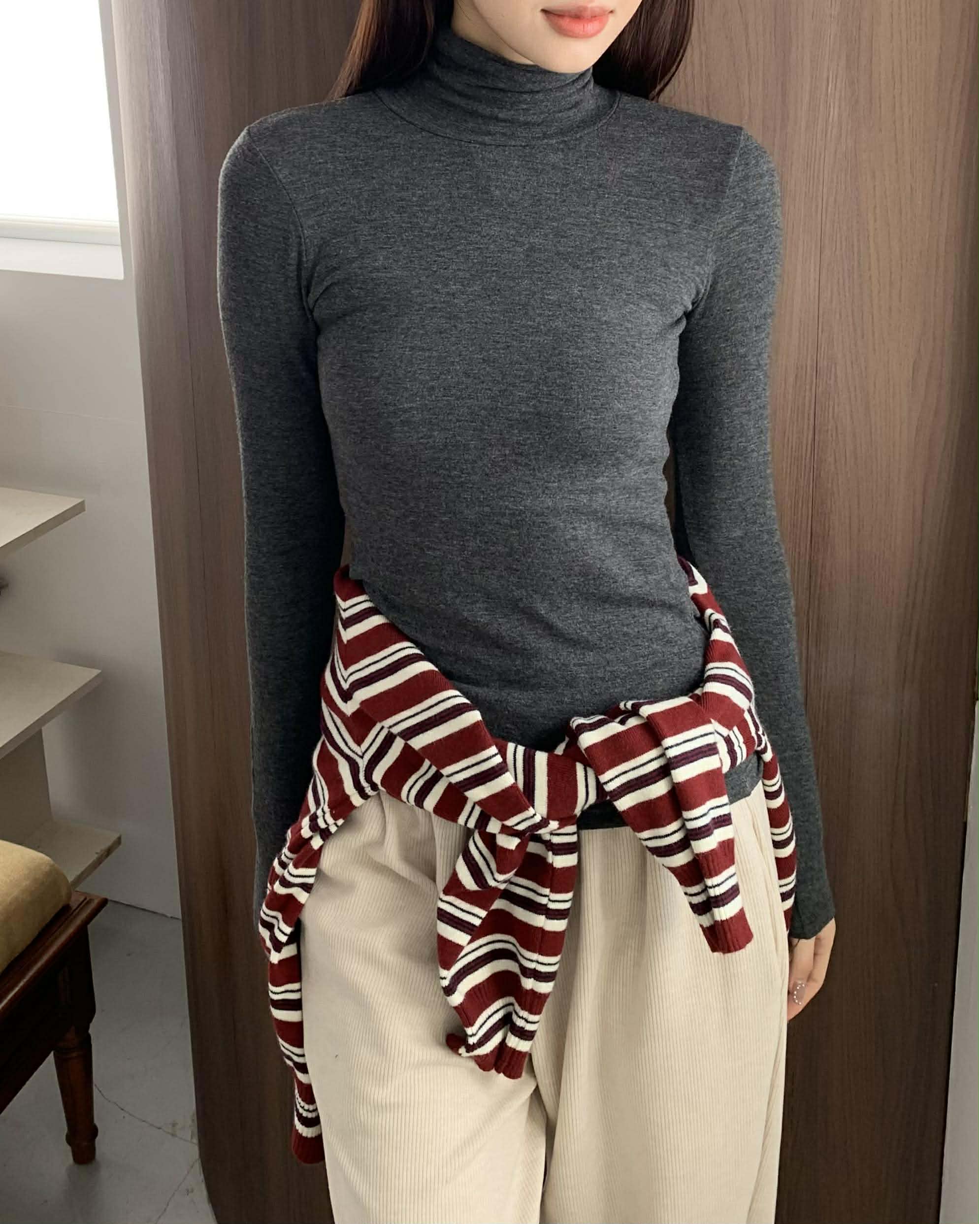 擁抱冬季高領親膚打底衣 (灰)