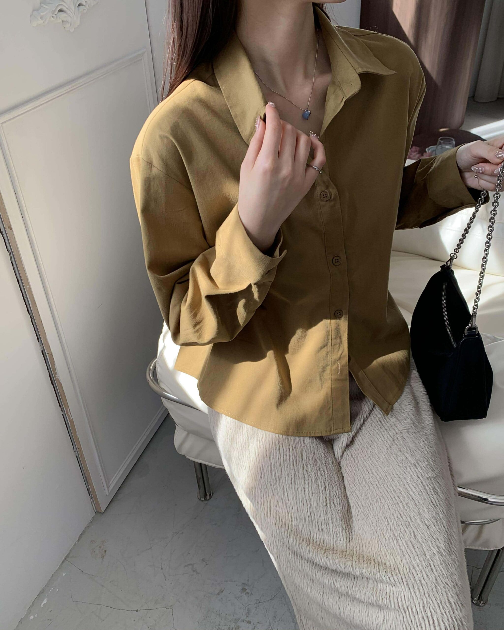 首爾林質感襯衫 (棕)