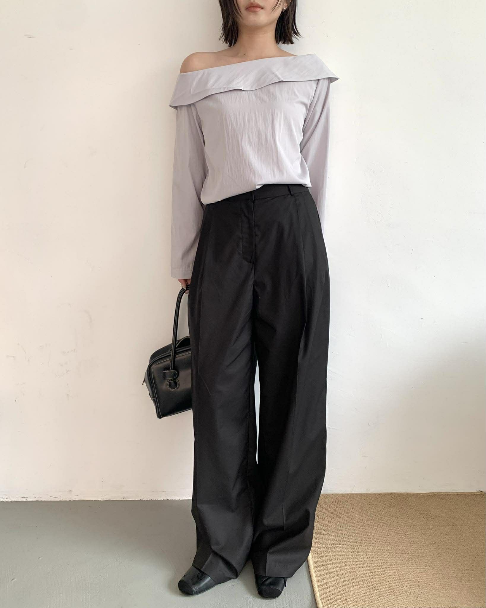 率性打褶工作褲 (黑)