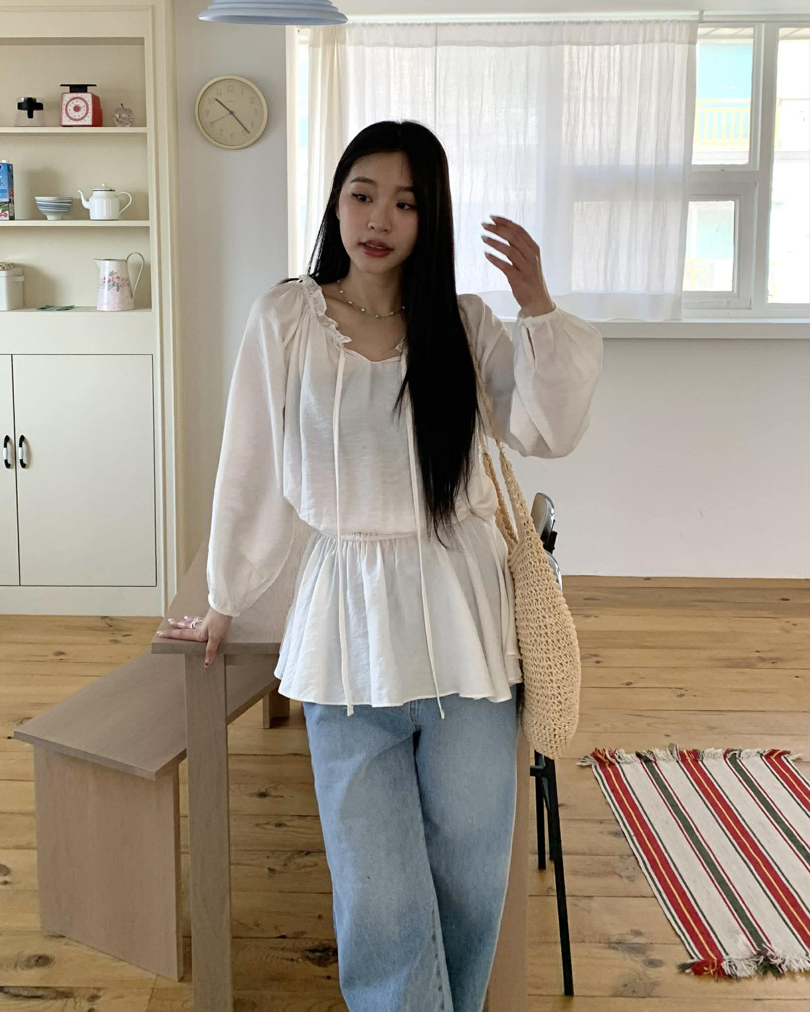 仙女浪漫收腰上衣 (白)