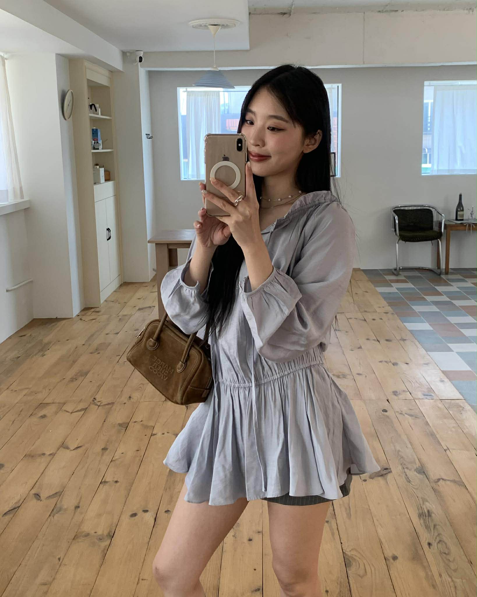 仙女浪漫收腰上衣 (藍)