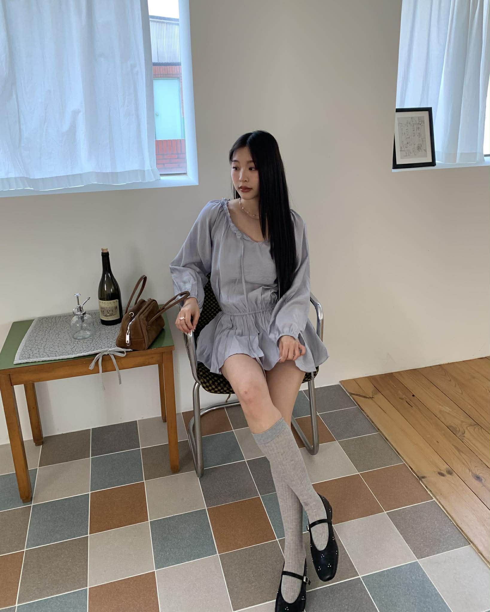 仙女浪漫收腰上衣 (藍)