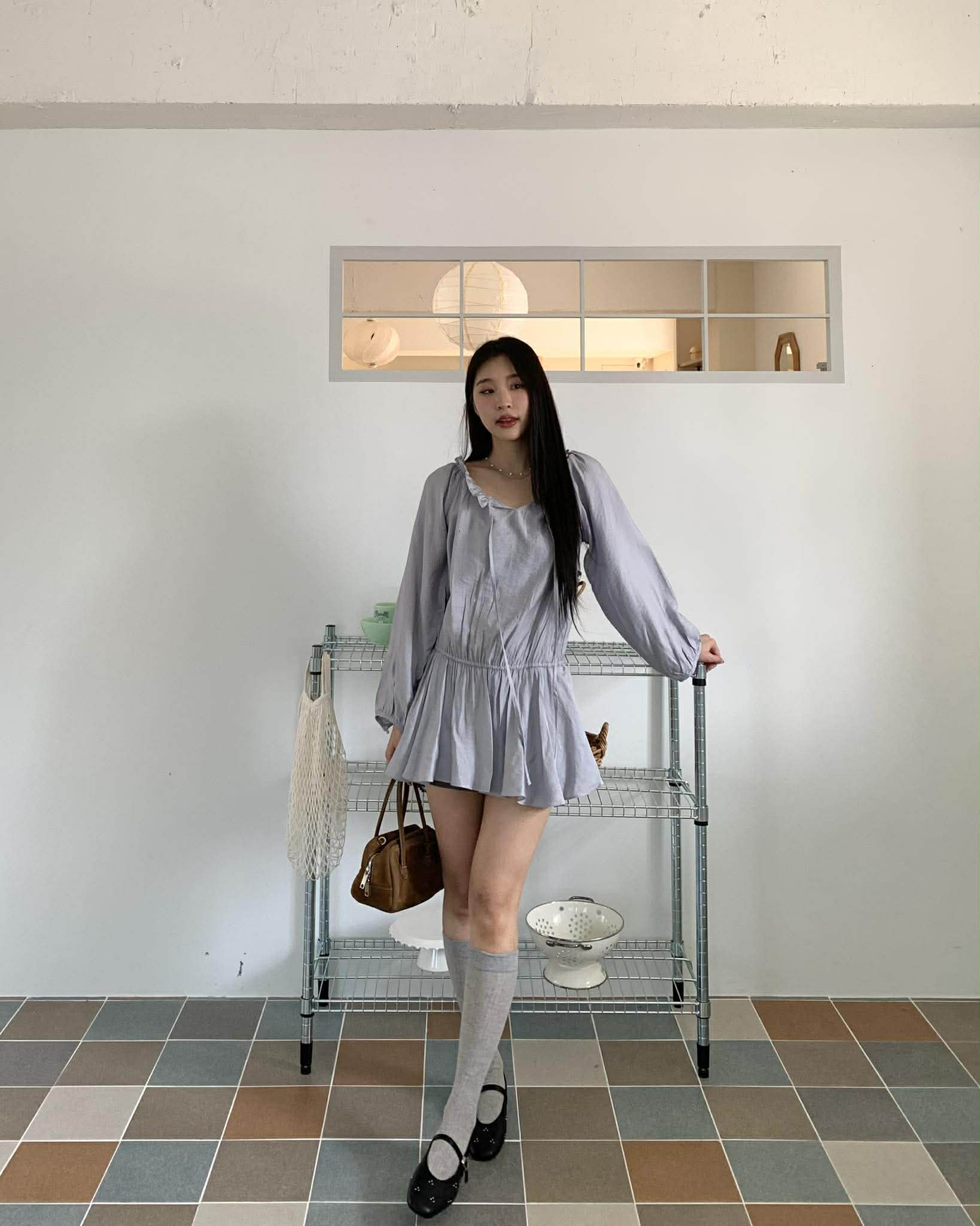 仙女浪漫收腰上衣 (藍)