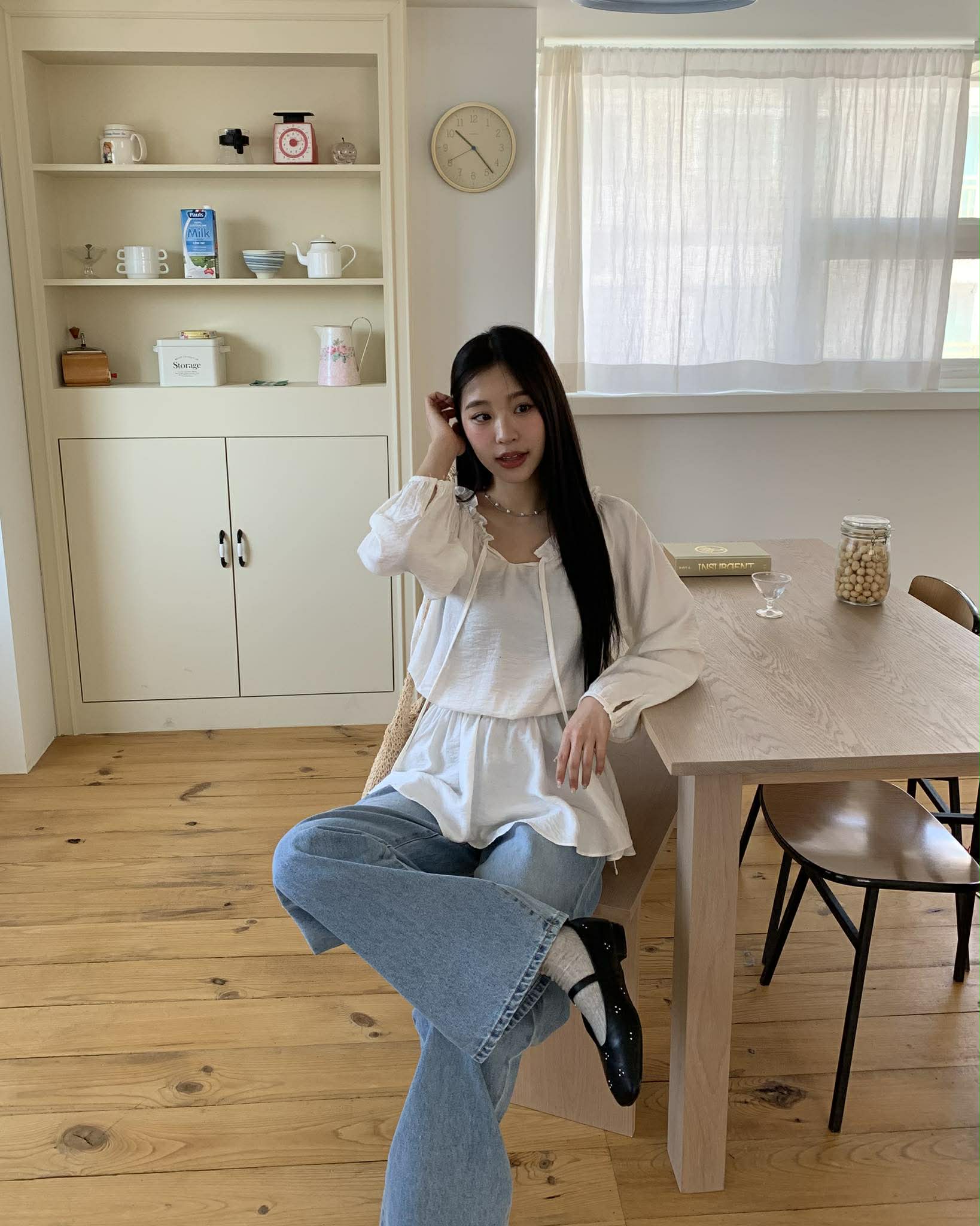 仙女浪漫收腰上衣 (白)