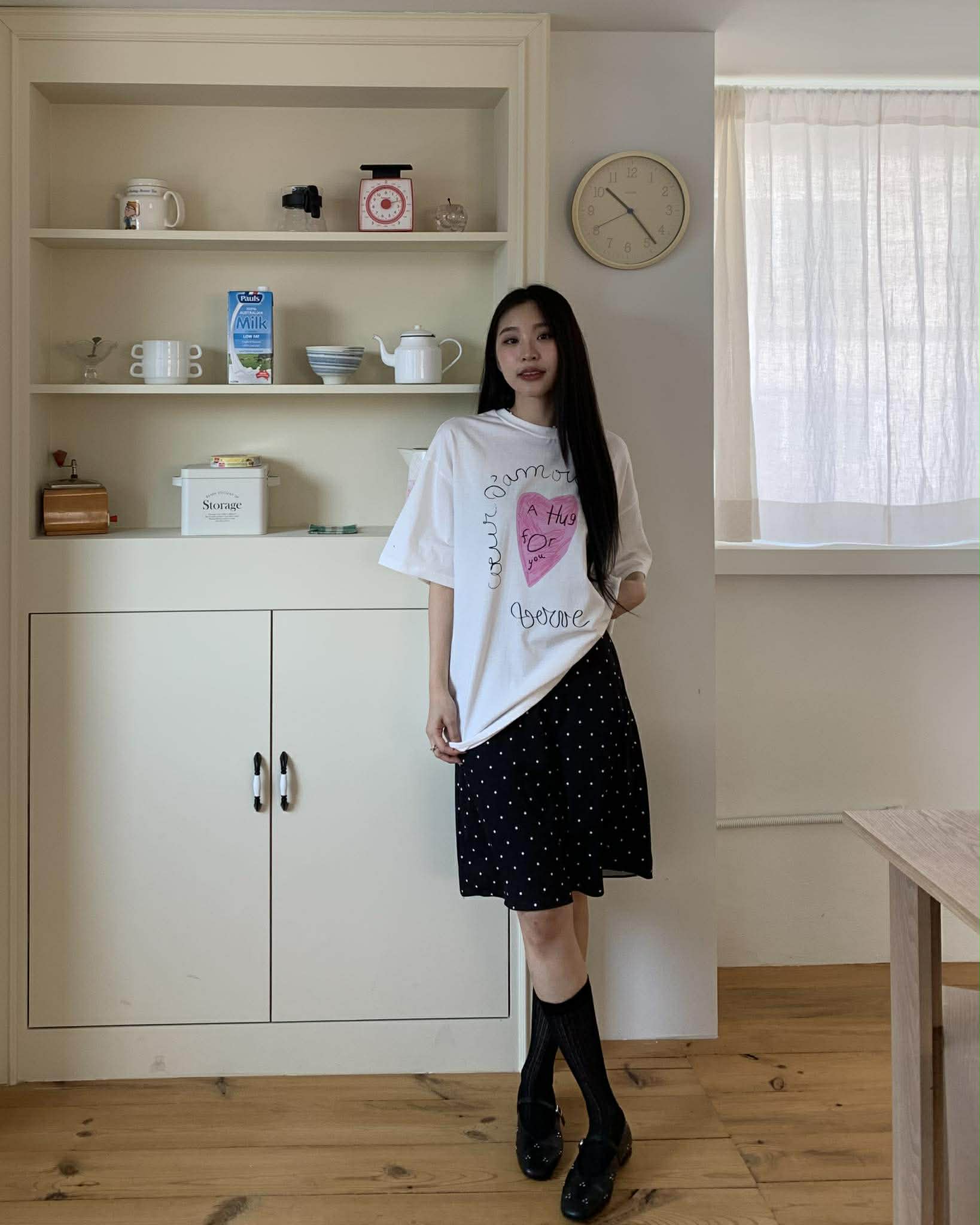 Emily點點及膝裙 (黑)