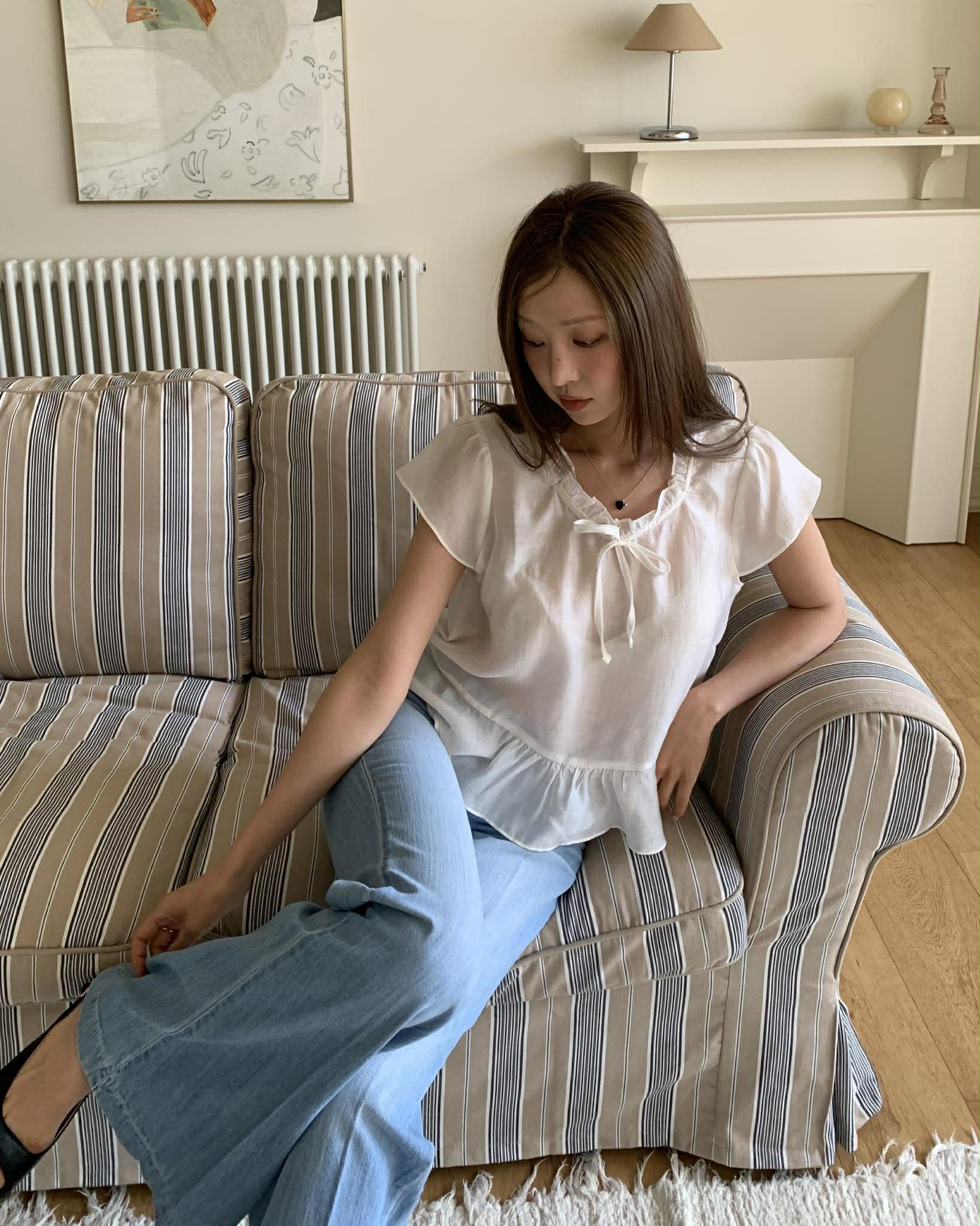 小仙女光澤收腰上衣 (白)
