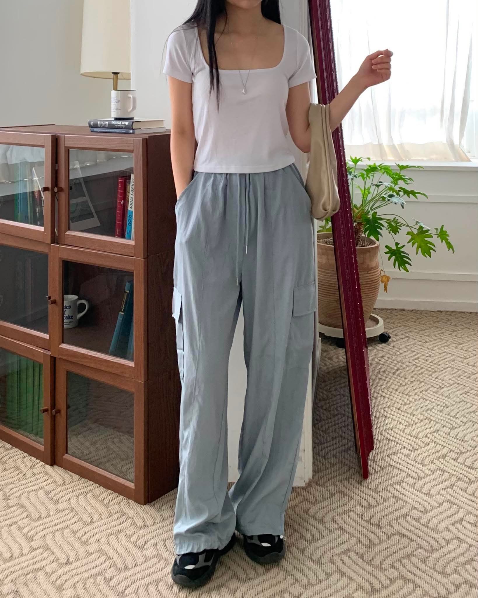 率性口袋刷刷長褲 (藍)