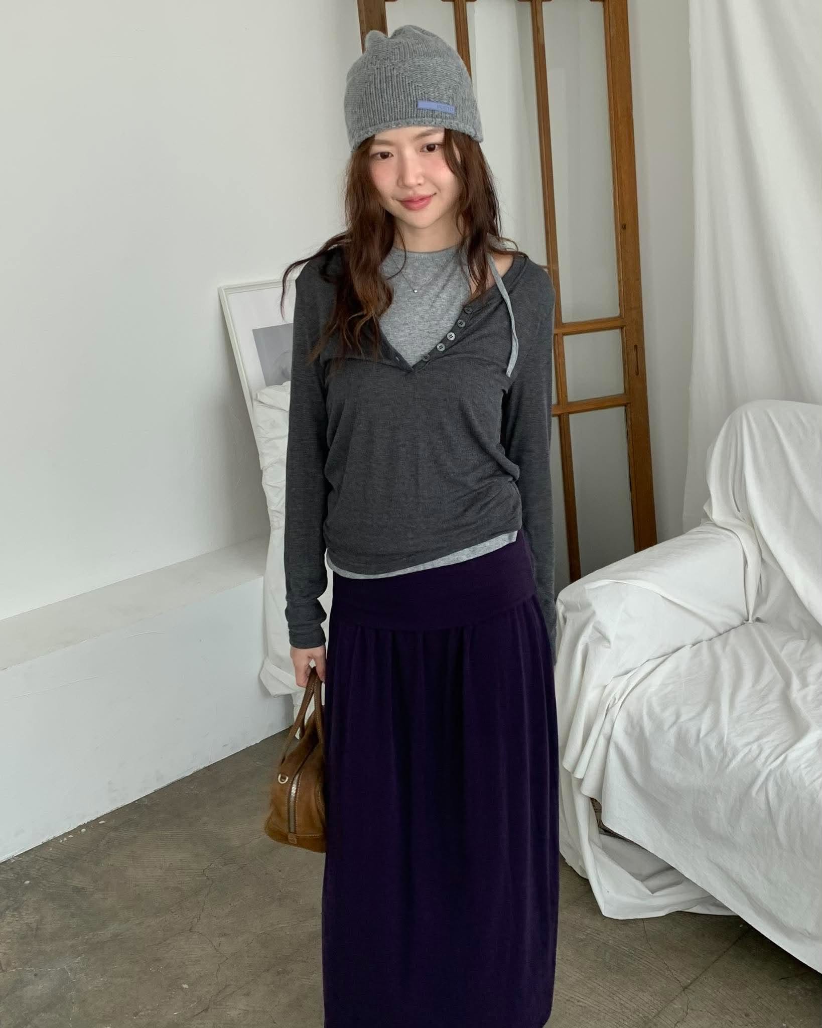 Daily look!小開釦上衣 (灰)