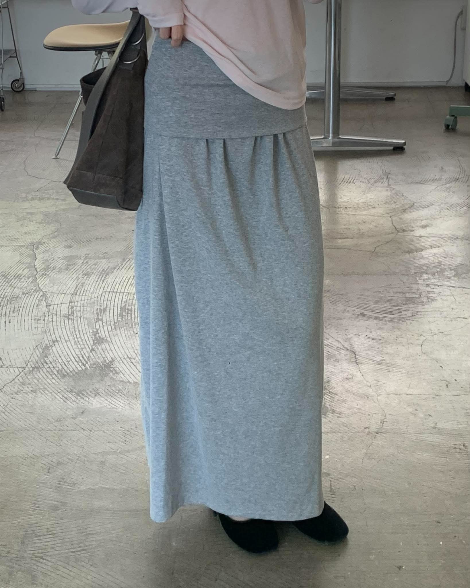 小姊姊反摺棉長裙 (灰)